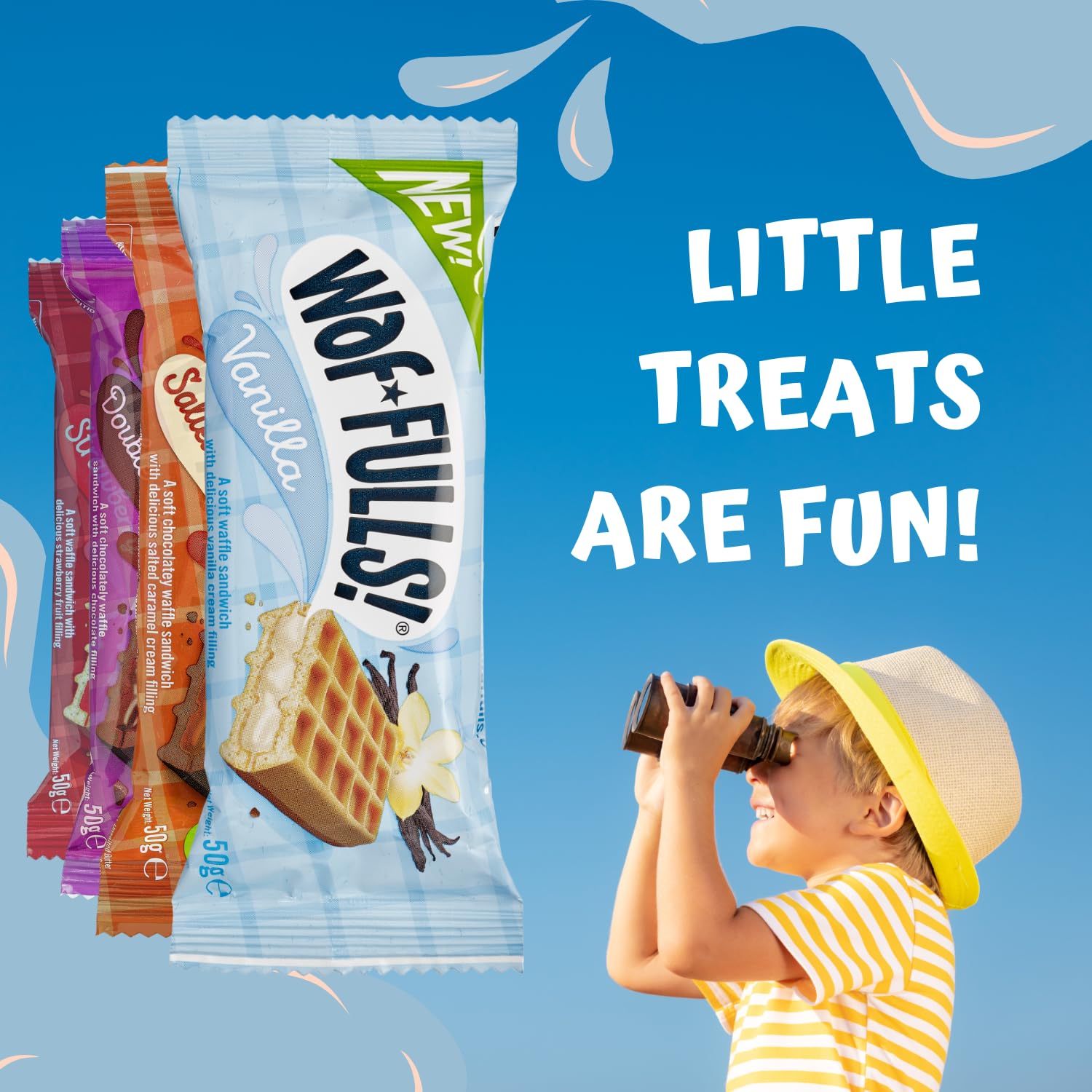 WafFULLS! Vanilla Waffle Sandwich Snack Bars - Ready to Eat, 12 x 50g Pack 6