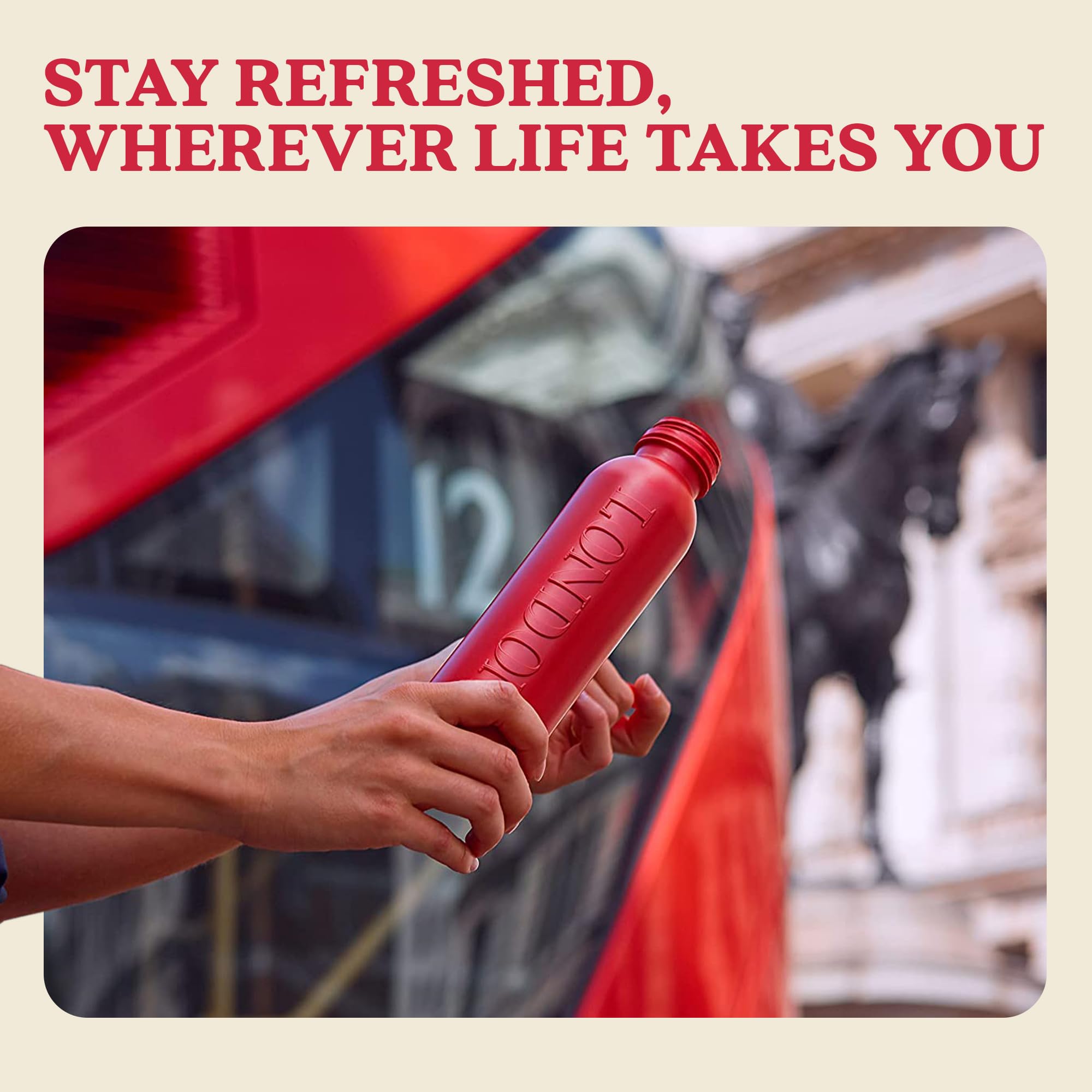 Bottle Up Reusable BPA Free Water Bottle 500ml – London Red, Prefilled with Pure Still Spring Water 5