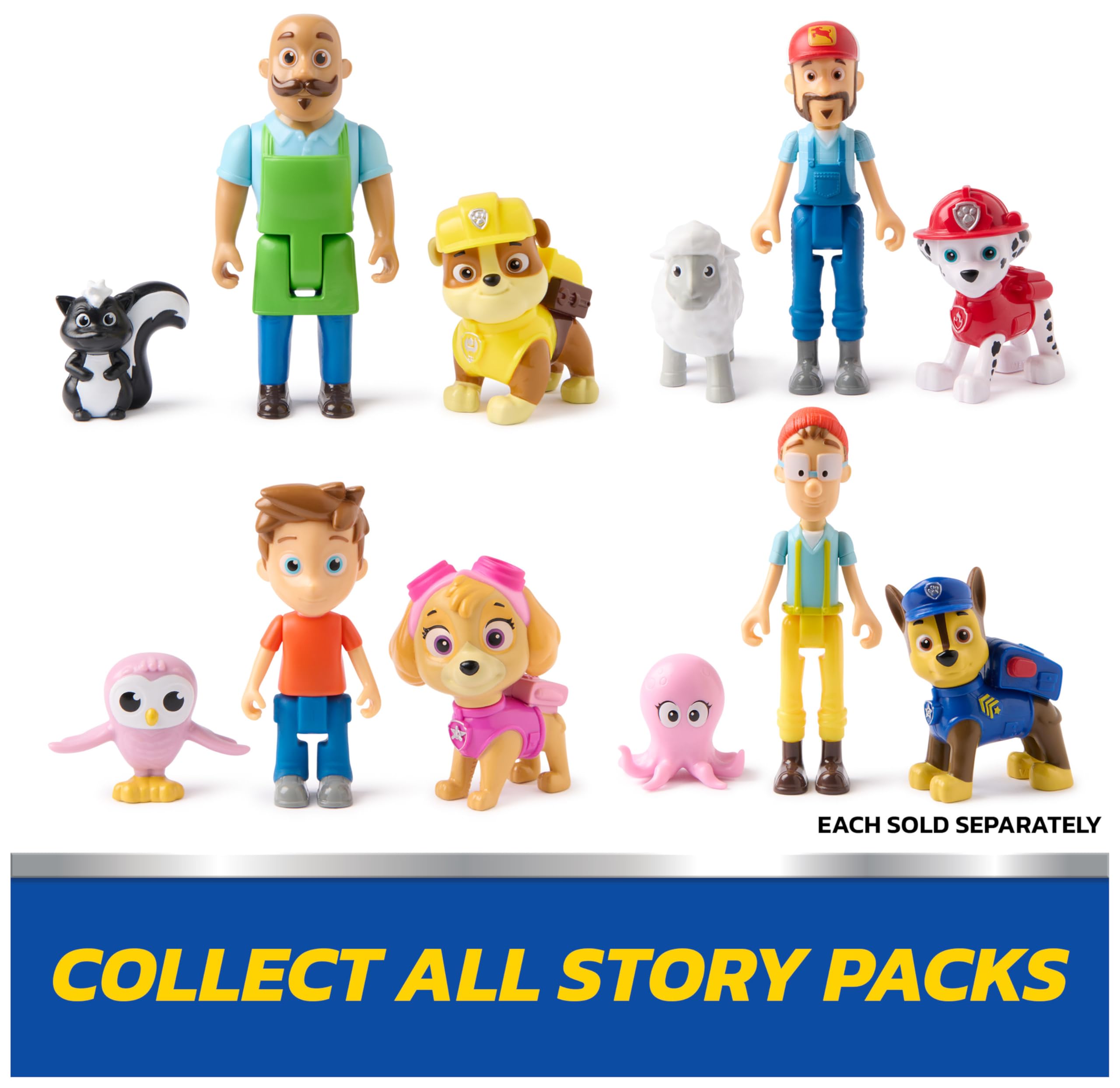 Paw Patrol Rubble & Mr. Porter Action Figure 3-Pack with Skunk Toy | Ages 3+ 5