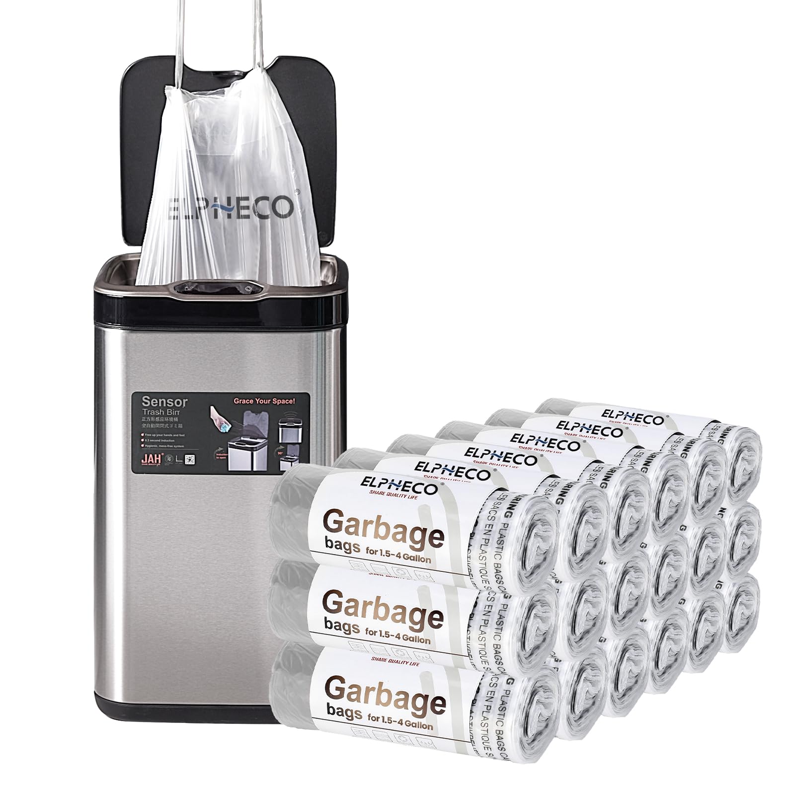 ELPHECO 180-Pack 15L Drawstring Bin Bags - Tear Resistant Trash Liners for Home, Bathroom, Kitchen & Office 7