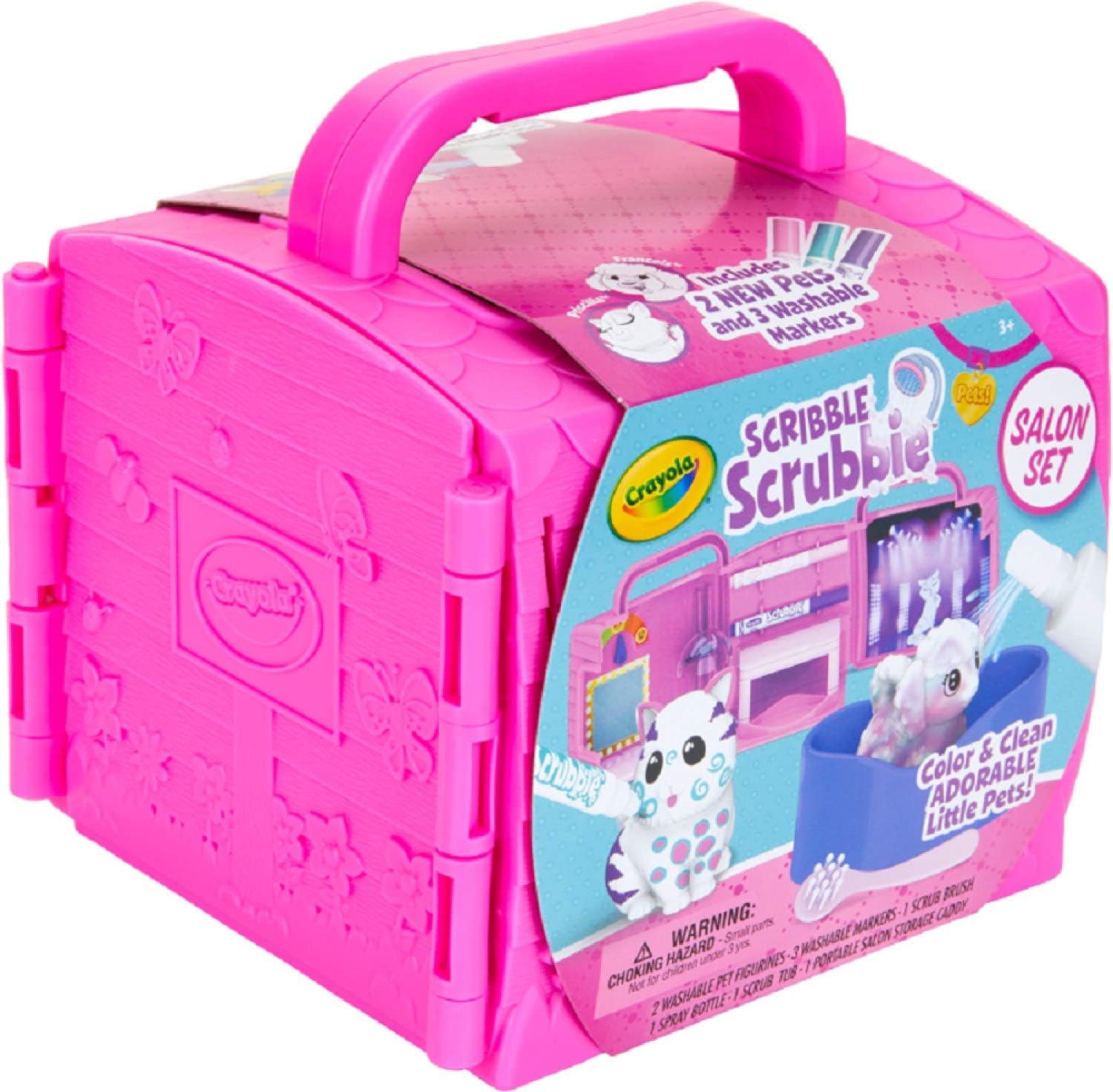 Crayola Pets Beauty Salon Playset - Flocked Dog & Cat Figurines with Washable Markers