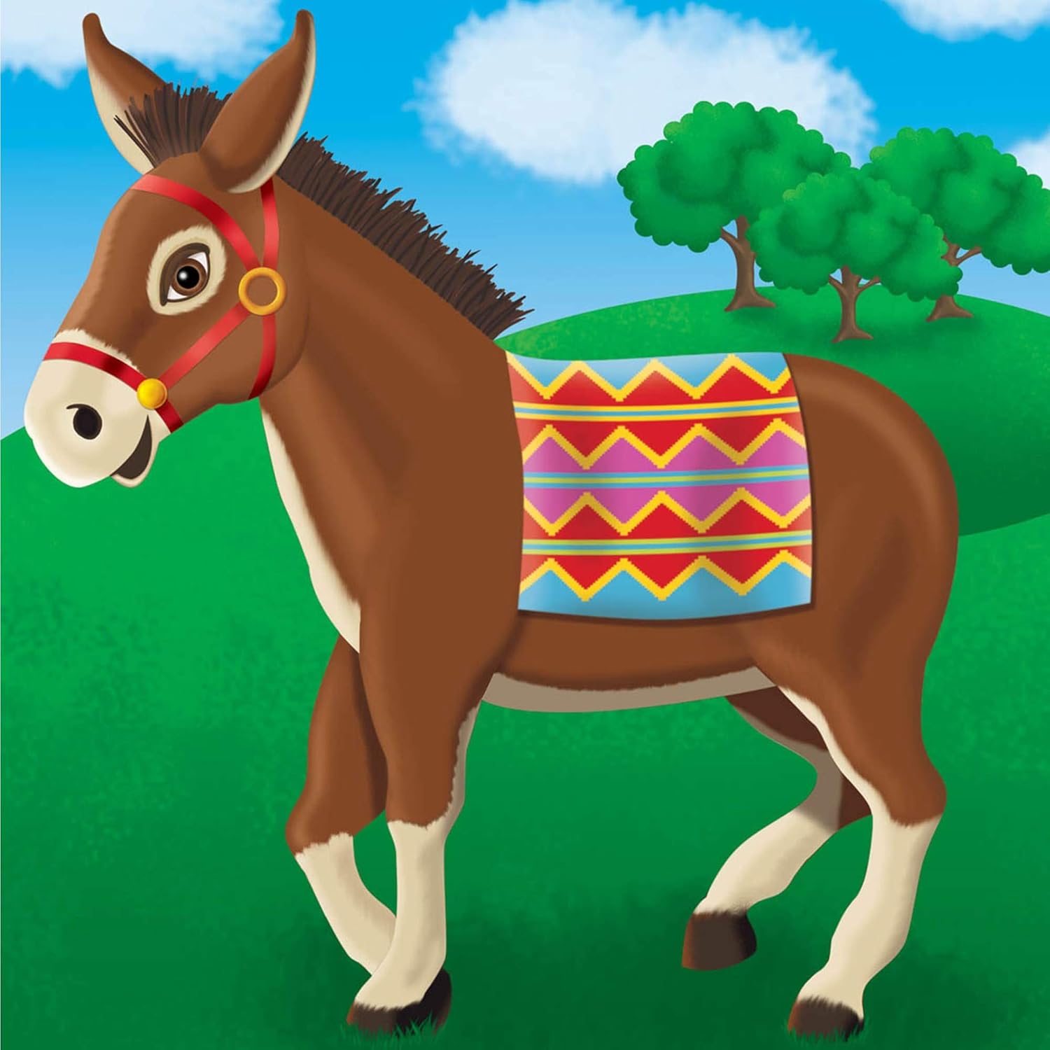 amscan 4976 Donkey Tail Party Game - Classic Pin the Tail on the Donkey Game with 24 Tails & Blindfold 1
