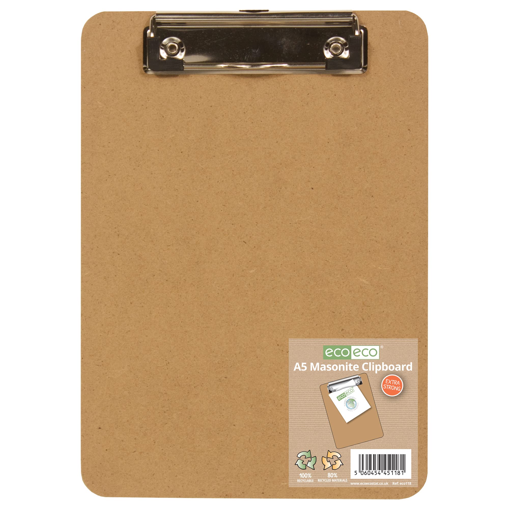 eco-eco A5 Masonite Clipboard - Low Profile Metal Clip | Sand Color | 96g 1