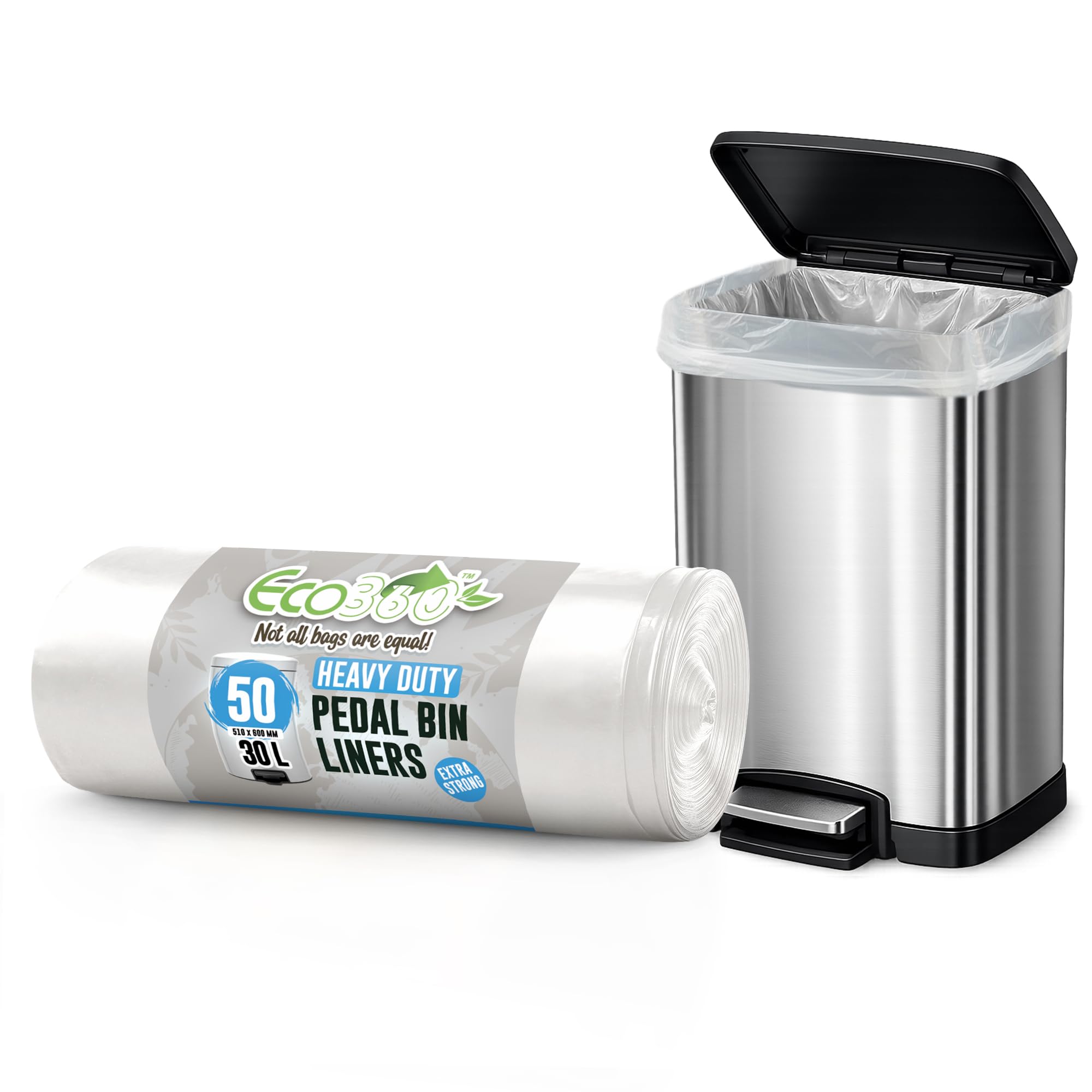 EcoBag Heavy Duty Bin Liners - 30L Capacity | 50 Pack | Recyclable Plastic 1
