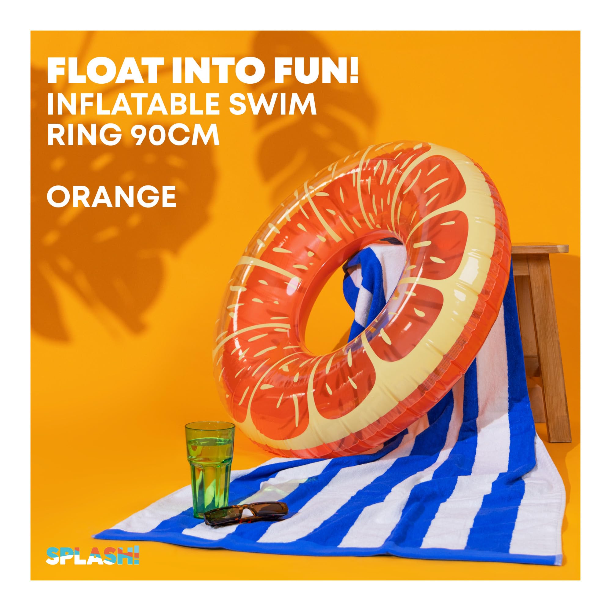 SPLASH! Inflatable Swimming Ring 90cm - Durable PVC, Supports 80kg | Fruit Design