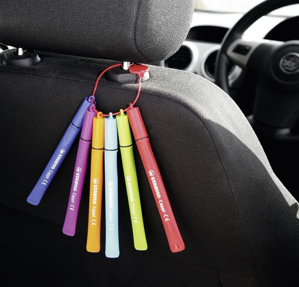 STABILO Cappi Felt Tip Pen Wallet - 12 Assorted Colors with Cap Ring for Kids 9