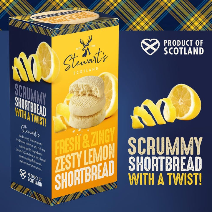 Stewart's Signature Range Lemon Curd Shortbread (160g) - Traditionally Made Scottish Treat