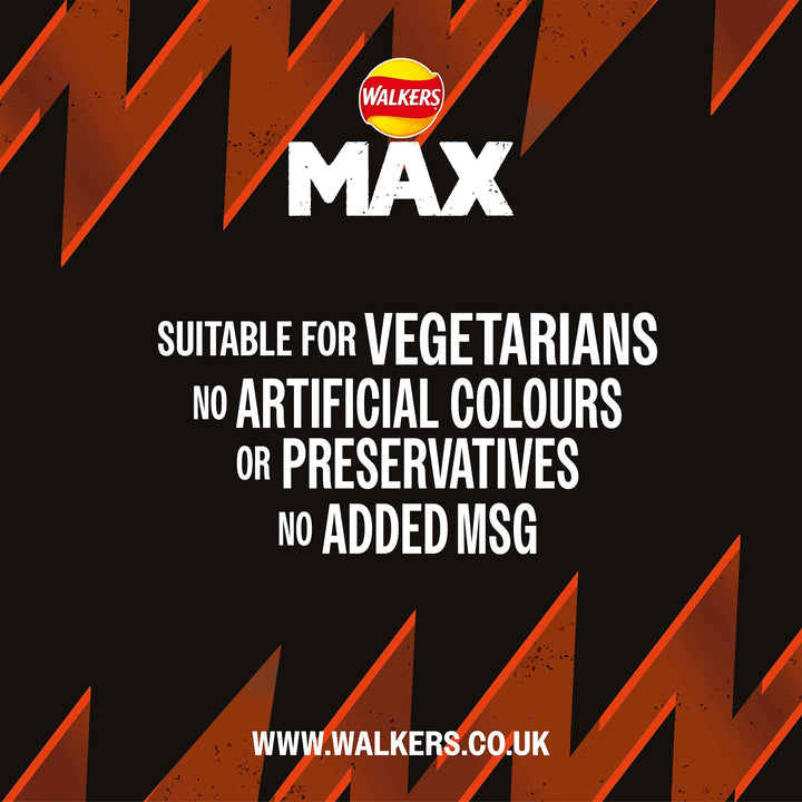 Walkers Max Sizzling Flame Grilled Steak Crisps 50g (Pack of 24)