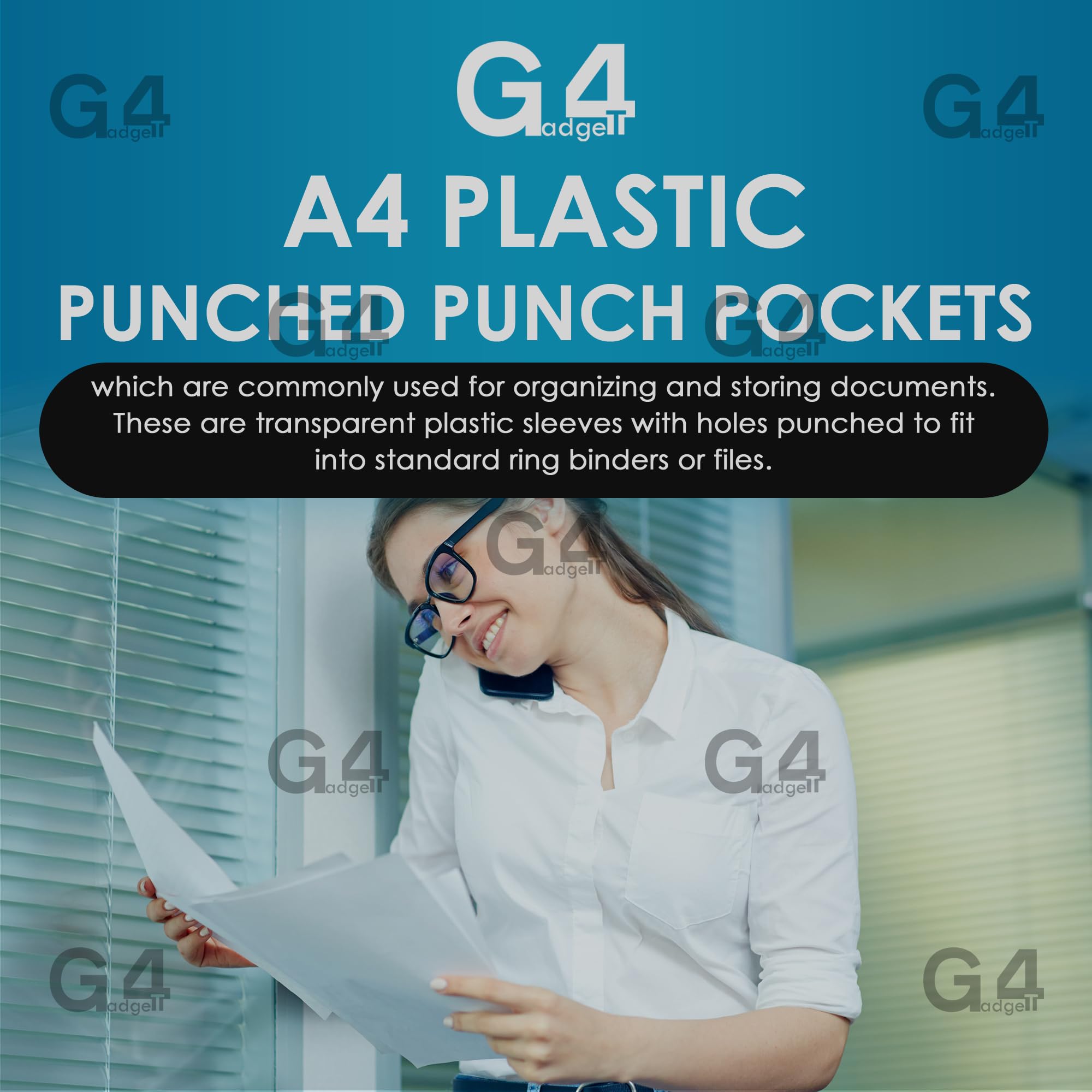 New 100 Pcs A4 Plastic Punched Punch Pockets Folders Filing Wallets Sleeves