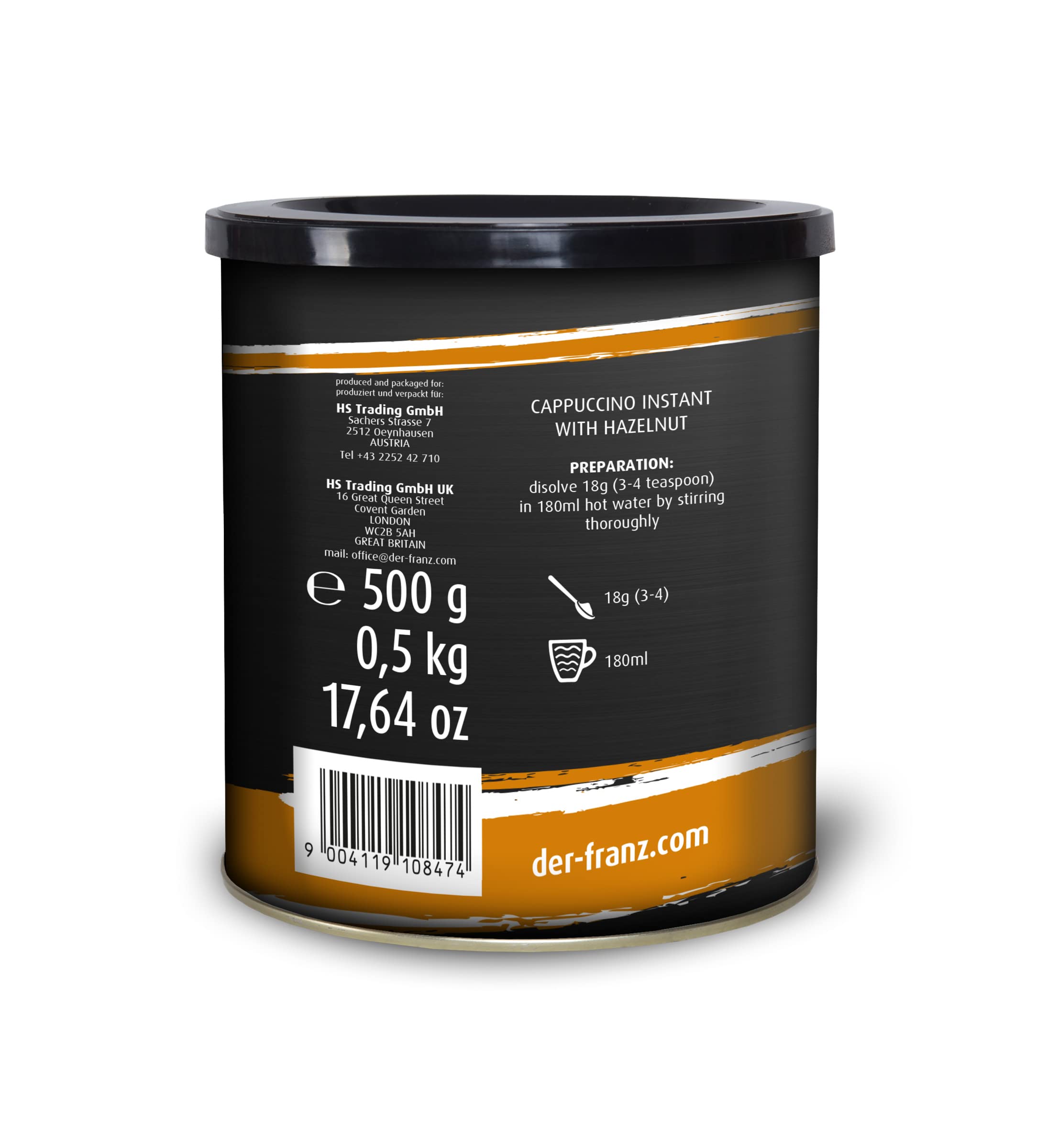 Der-Franz Instant Cappuccino mit Haselnussgeschmack, 500g 5
