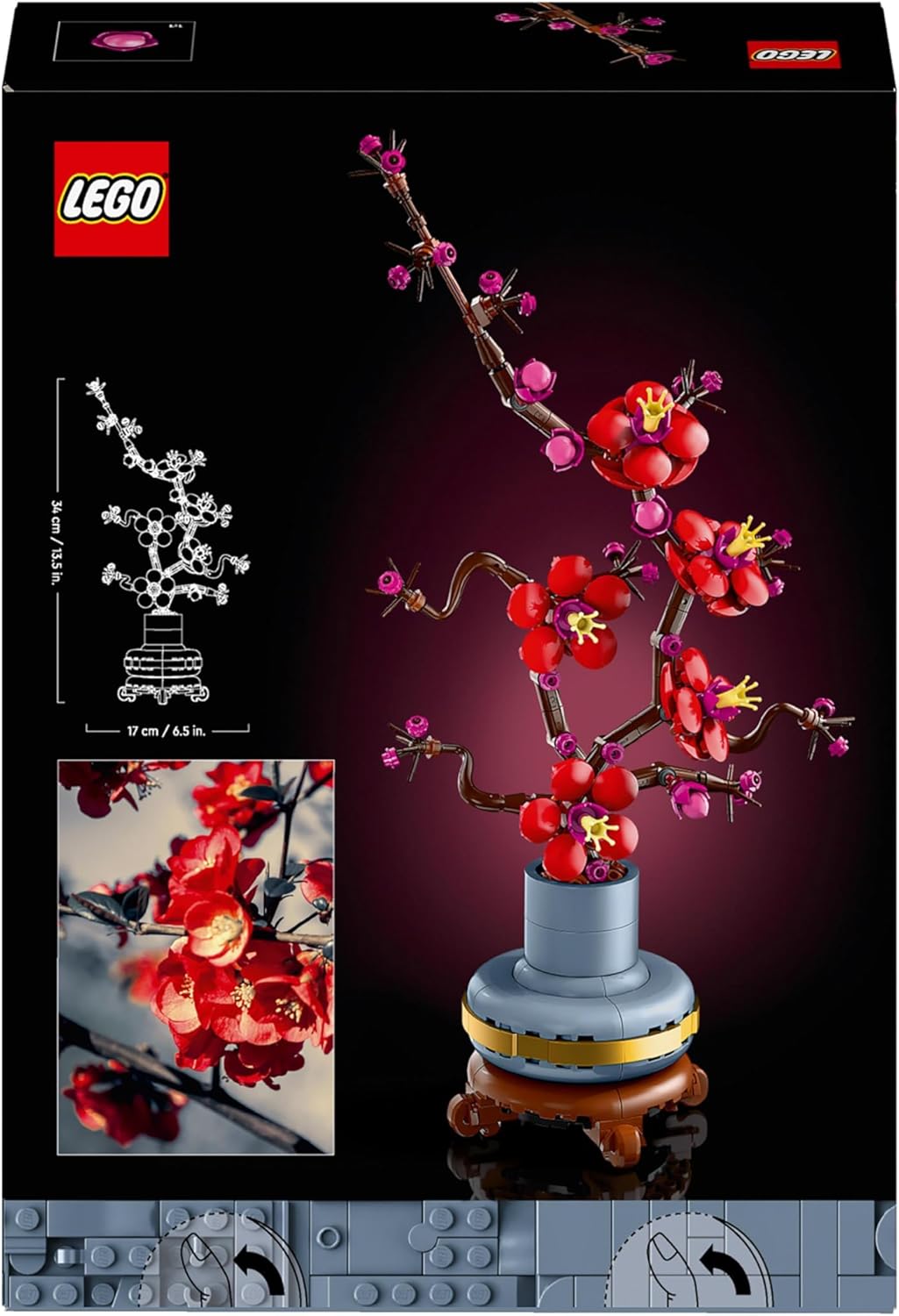 LEGO Icons Plum Blossom Flower Building Set - 327-Piece Adult Model Kit for Relaxing Build 10