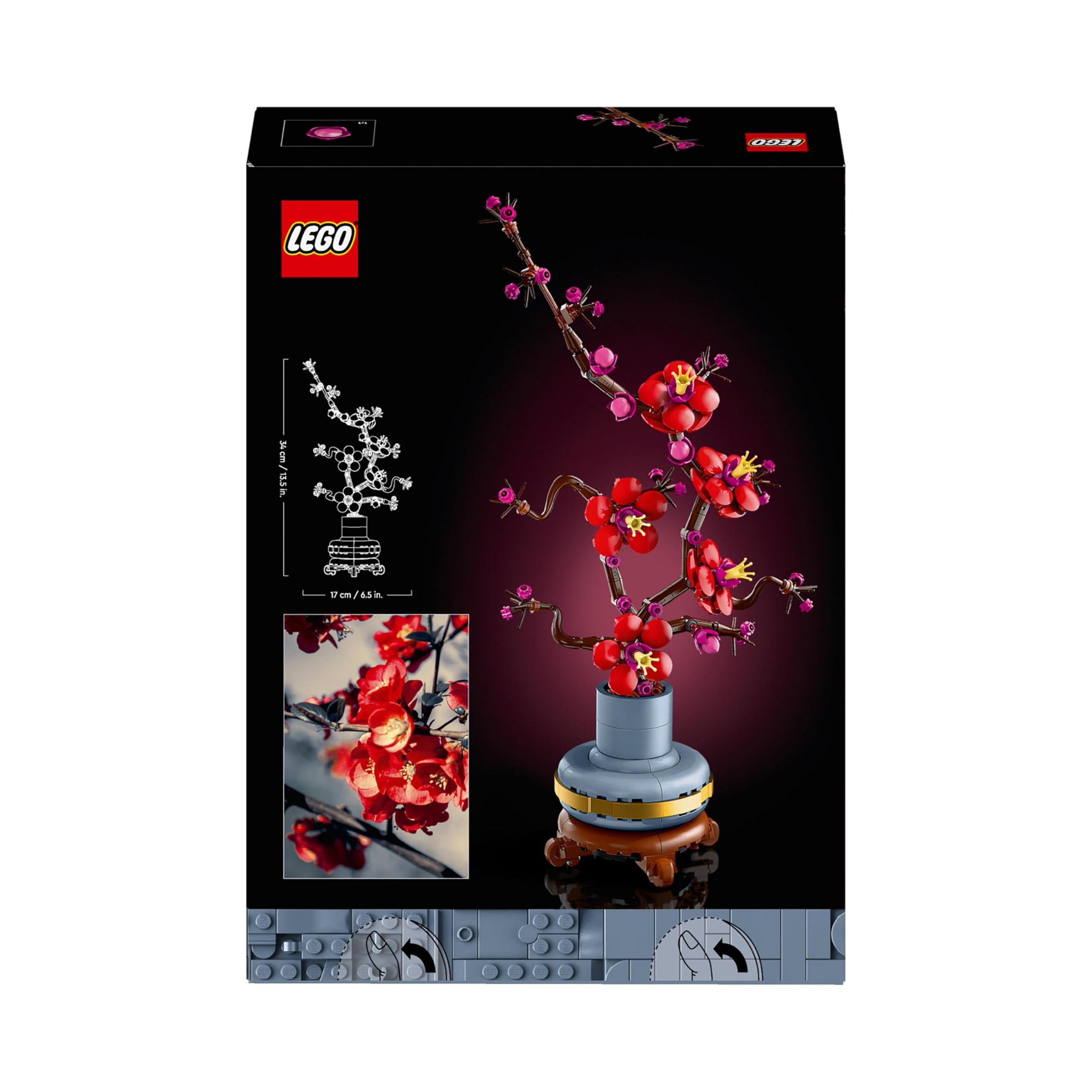 LEGO Icons Plum Blossom Flower Building Set - 327-Piece Adult Model Kit for Relaxing Build 9