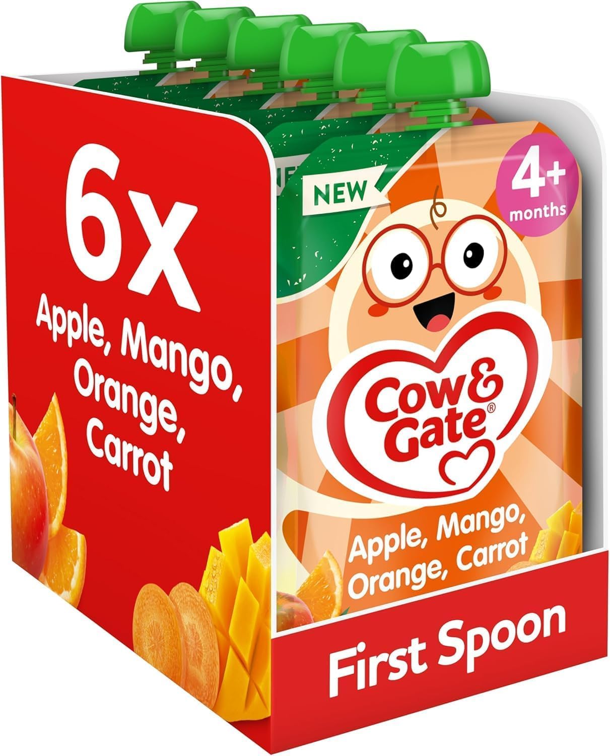 Cow & Gate Apple Mango Orange & Carrot Baby Food Pouch - 6+ Months, 6x100g 1