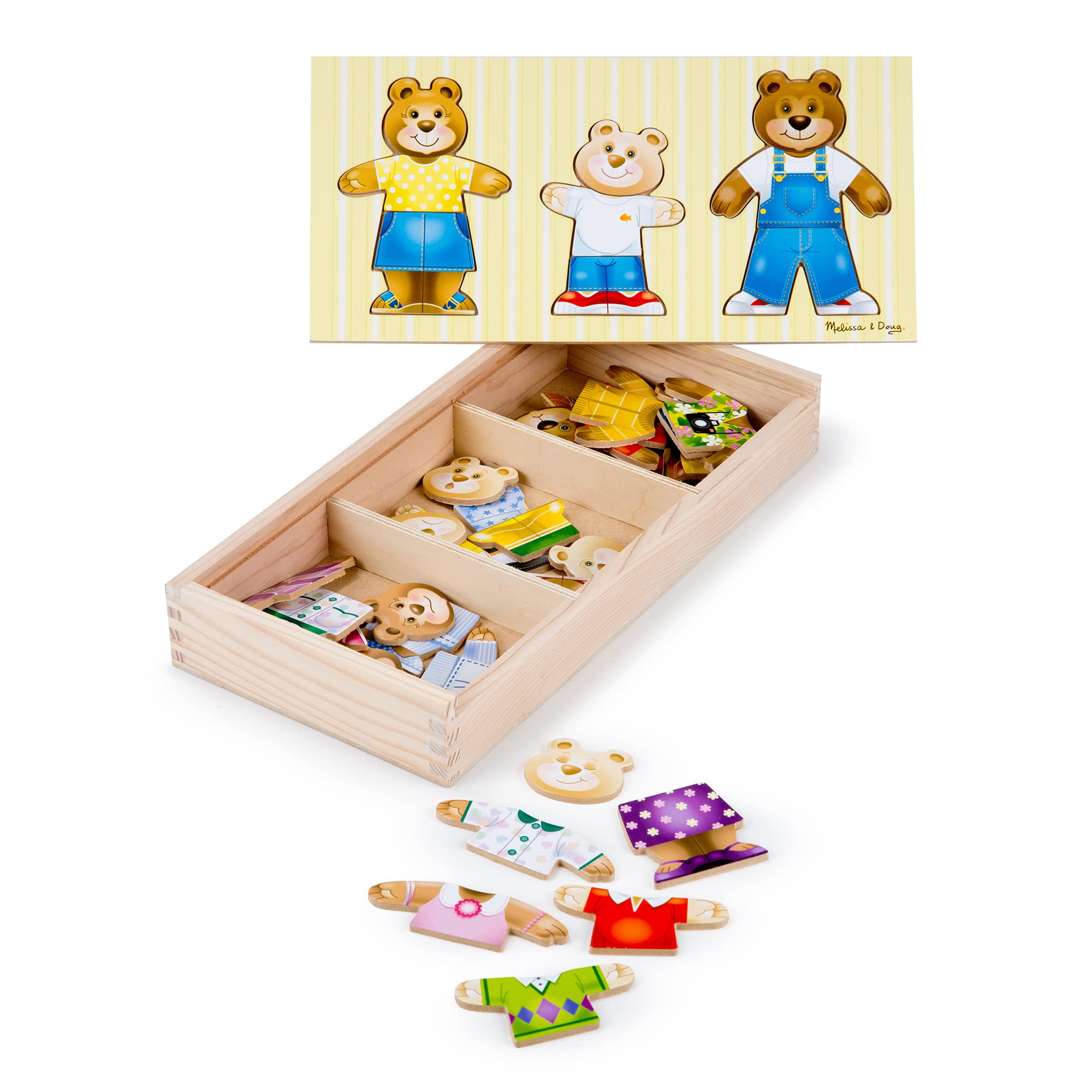 Melissa & Doug Bear Family Dress-Up Puzzle - Wooden Mix-and-Match Playset for Ages 3-6 1