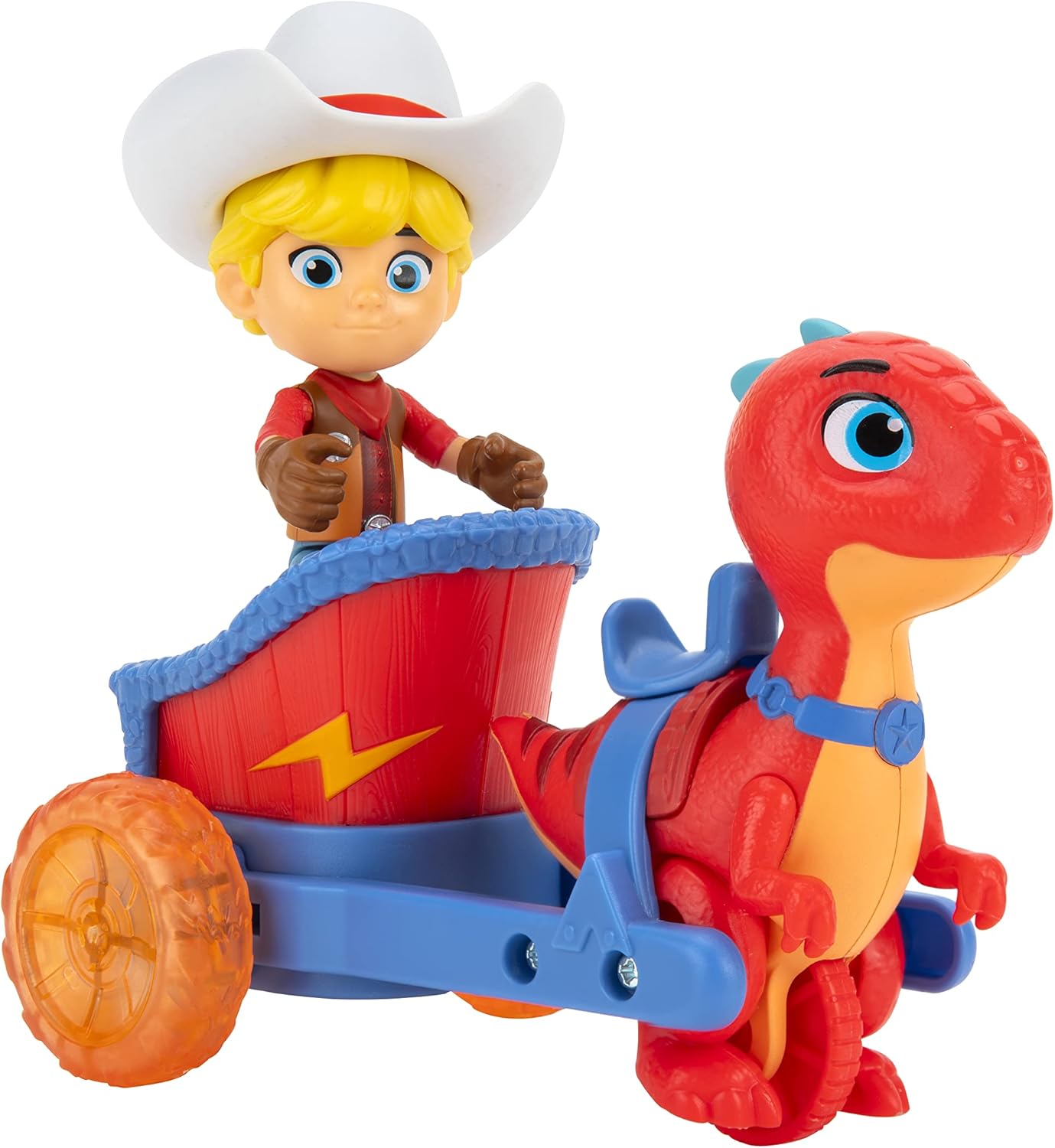 Dino Ranch Jon & Blitz Chariot Vehicle - Pull-Back Action with 3" Figure, Ages 3+ 6