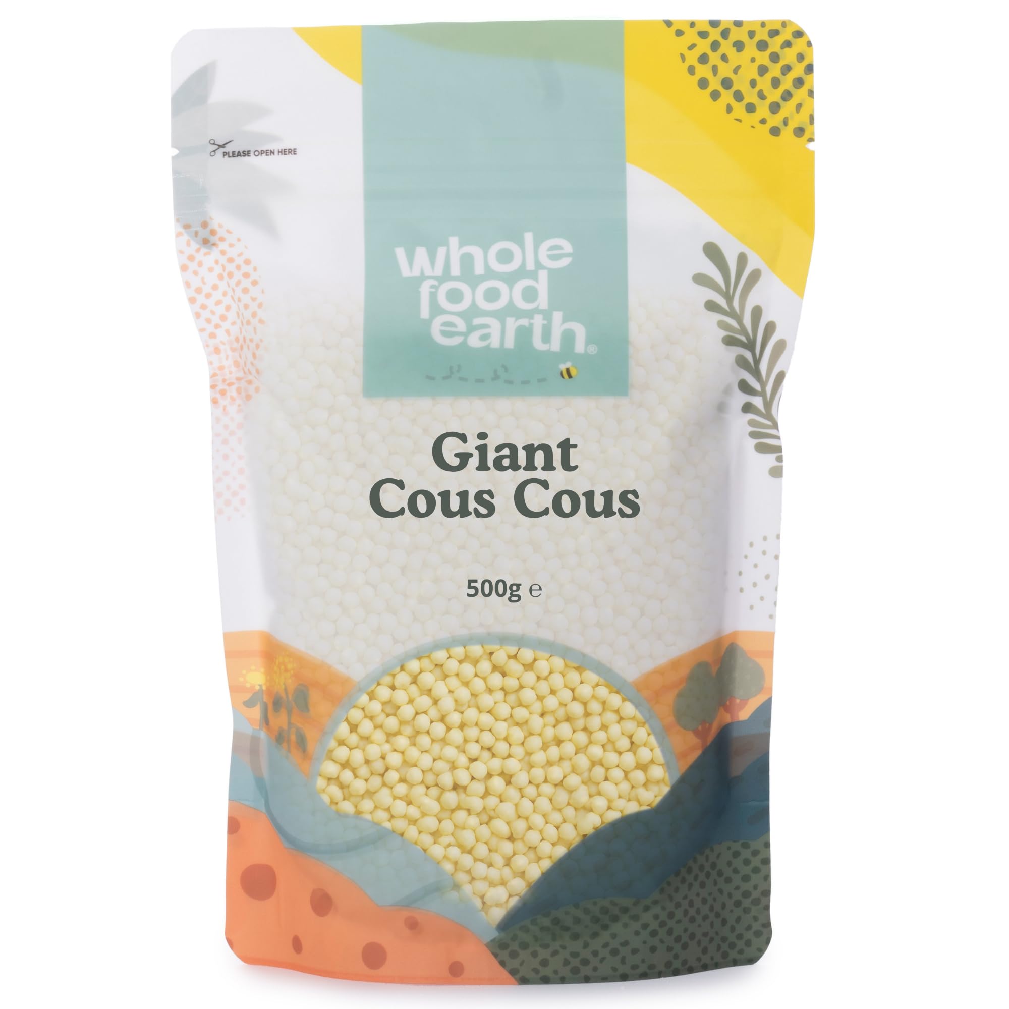 Wholefood Earth Giant Cous Cous - 500g | GMO-Free | Vegan Friendly