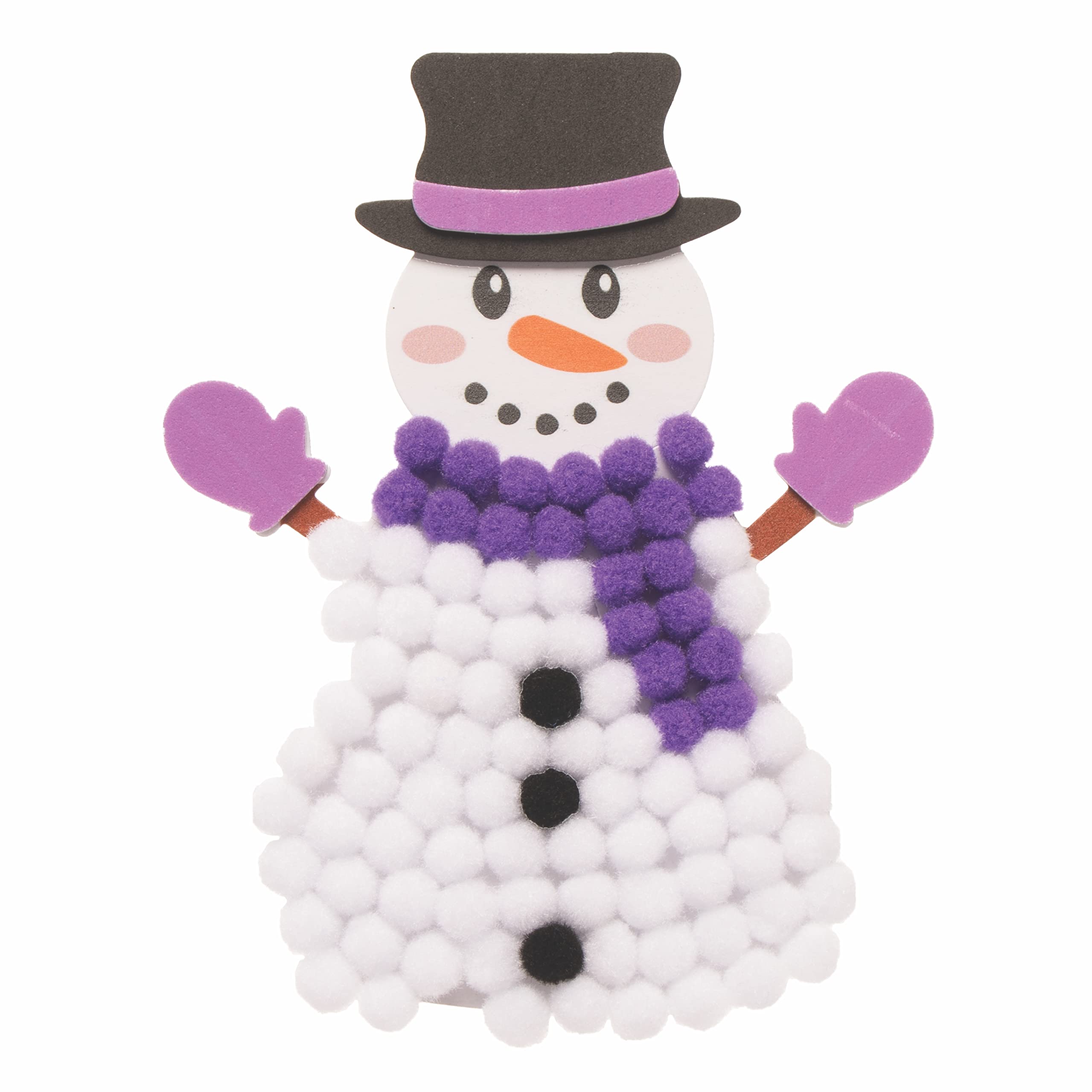 Baker Ross Snowman Pom Pom Art Kit - Pack of 5 Christmas Craft Kits for Kids 4