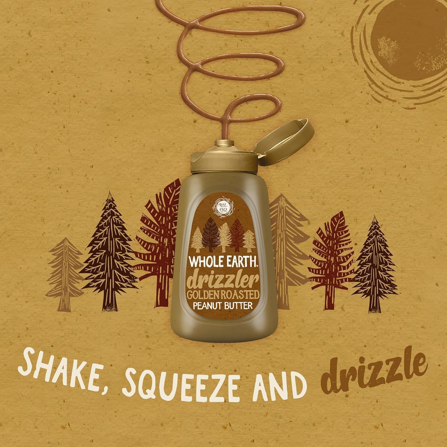 Whole Earth Drizzler Golden Roasted Super Smooth Peanut Butter - 6 x 320g Squeezy Bottles 8