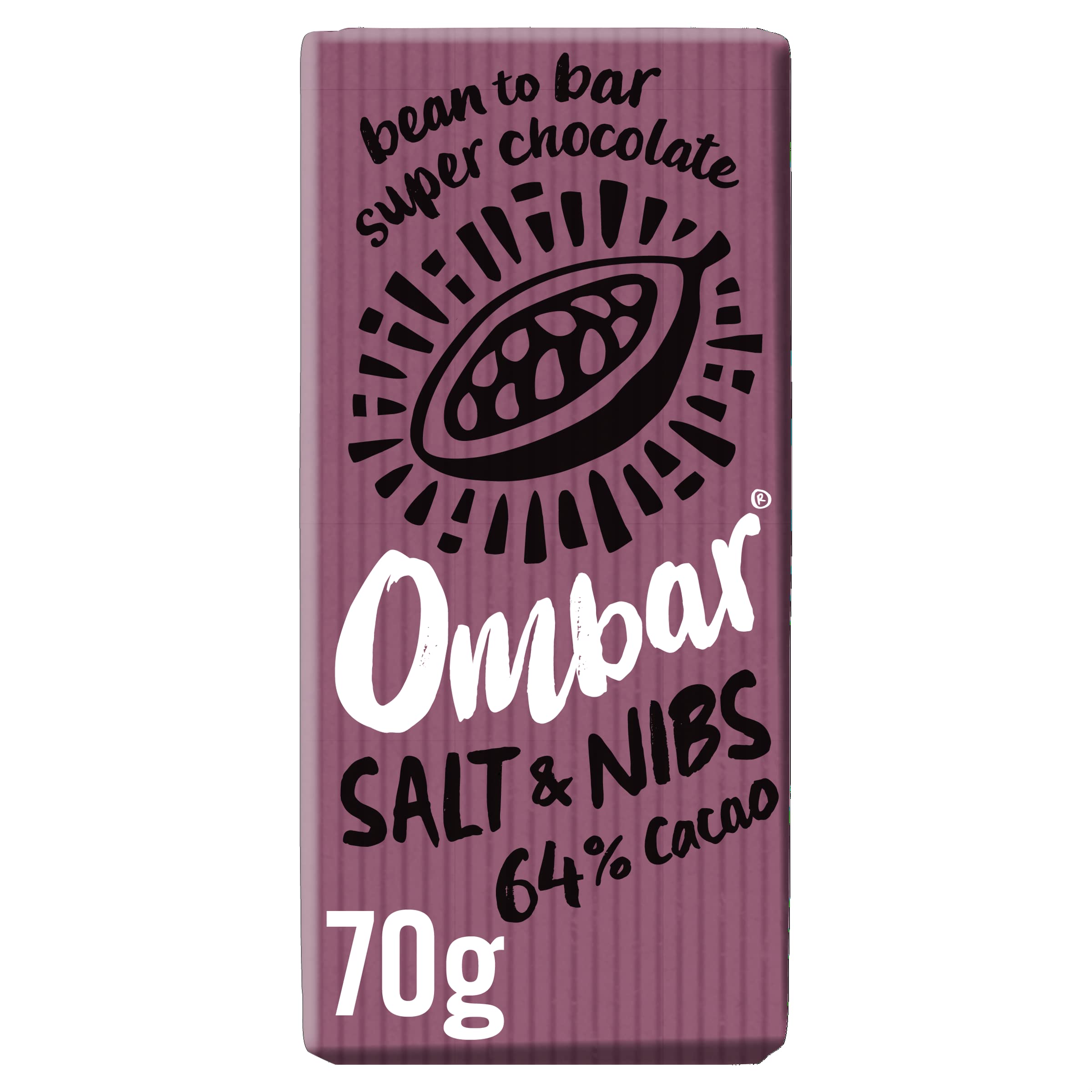Ombar Salt & Nibs 64%, Vegan, Organic, Fair Trade Chocolate Bar 1