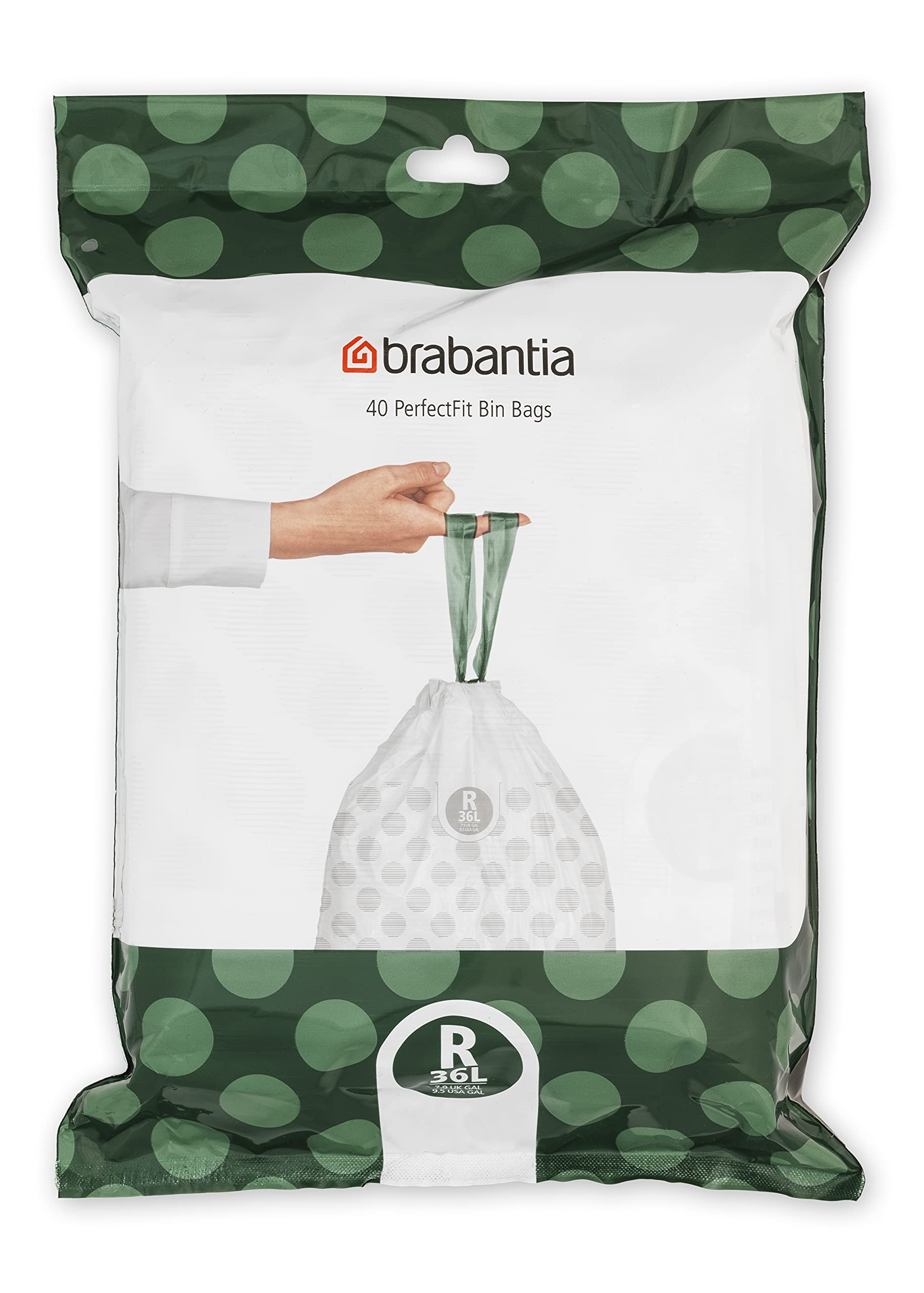 Brabantia PerfectFit Bin Liners - Tear-Resistant Plastic for 36L Bins | 40 Count, White 1