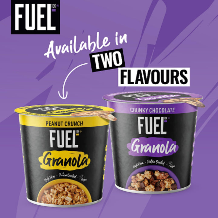 FUEL10K Peanut Crunch Protein Granola Cereal Pot, 70g (Pack of 8)