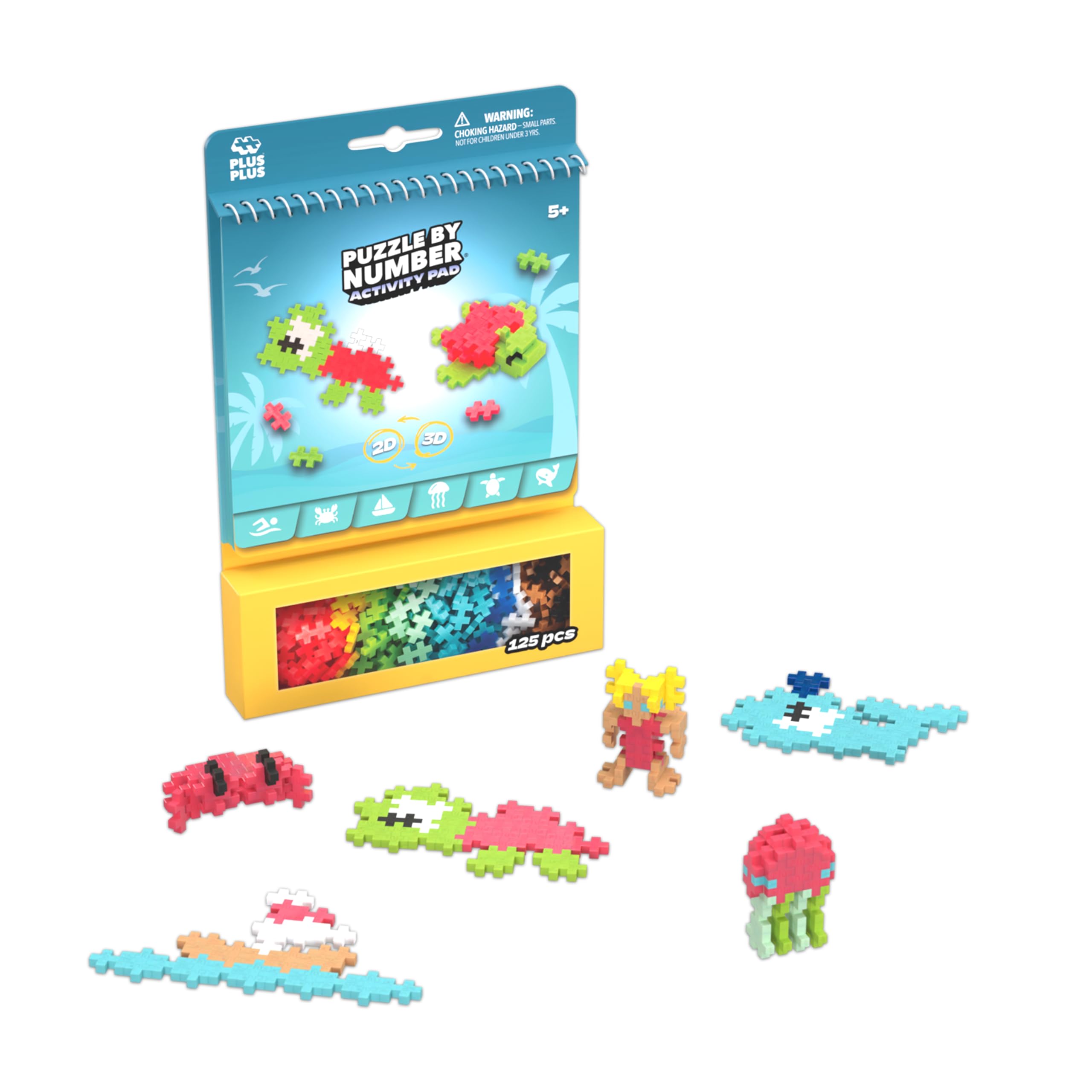 PLUS PLUS Ocean and Marine Animals Activity Block - 125 Pieces | Ages 5-12 | Portable Travel Toy 1