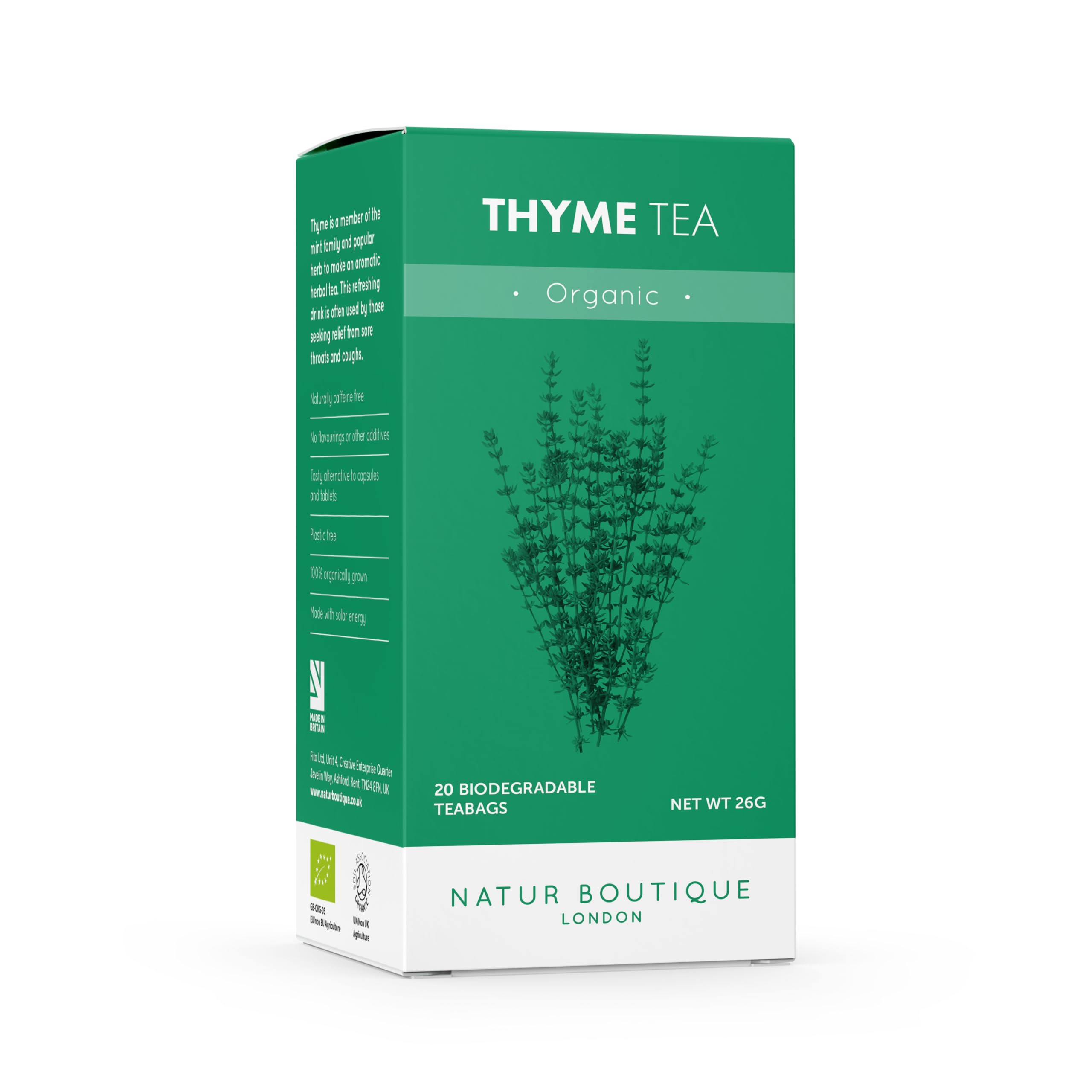 Natur Boutique Organic Thyme Tea - 20 Plastic-Free Herbal Tea Bags 2