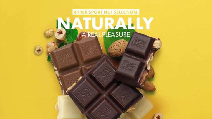 Ritter Sport White Whole Hazelnut Chocolate Bar 100g (Pack of 10)
