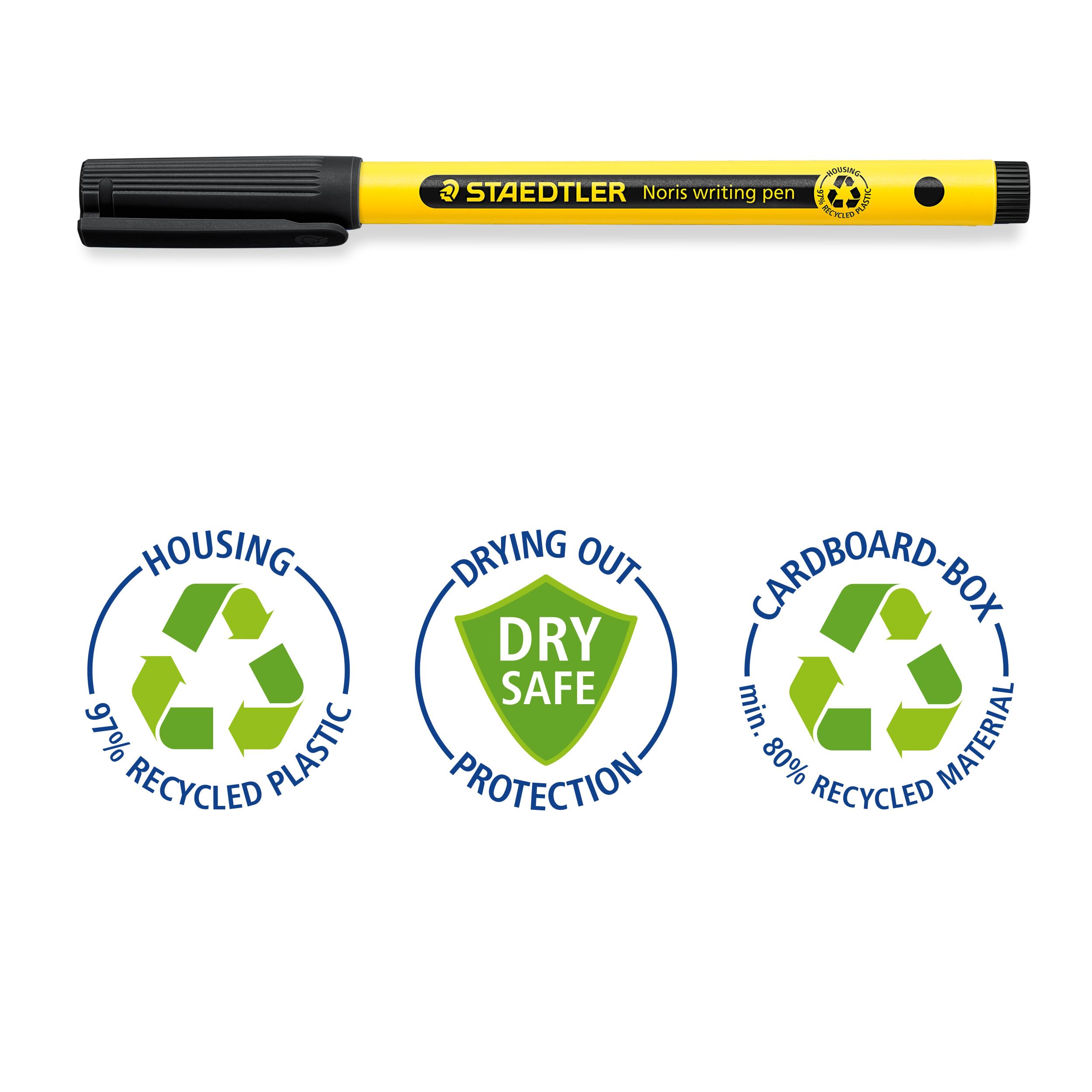 STAEDTLER Noris Handwriting Pen - Black | 0.6mm Fineliner Tip | Pack of 4 4
