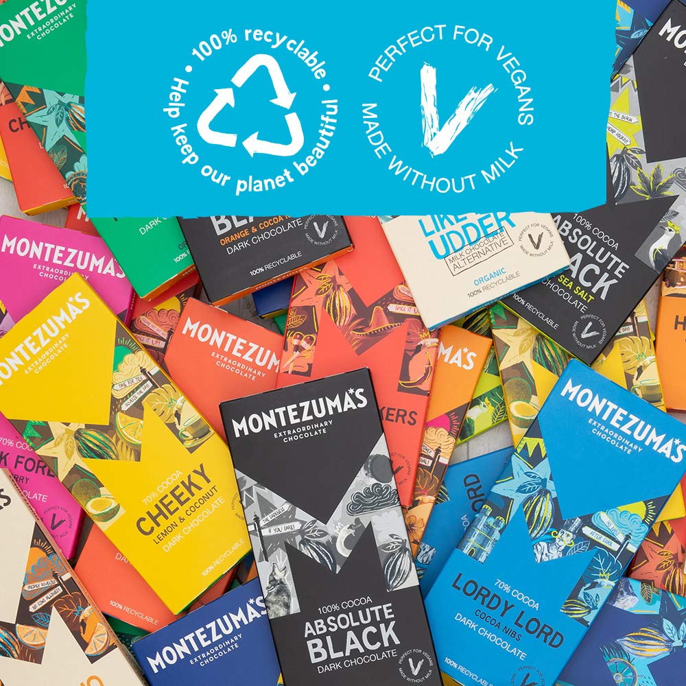 Montezuma - Lordy Lord 70% Kakao Zartbitterschokoladentafel mit Kakaonibs, vegan &amp; glutenfrei, 90g 7