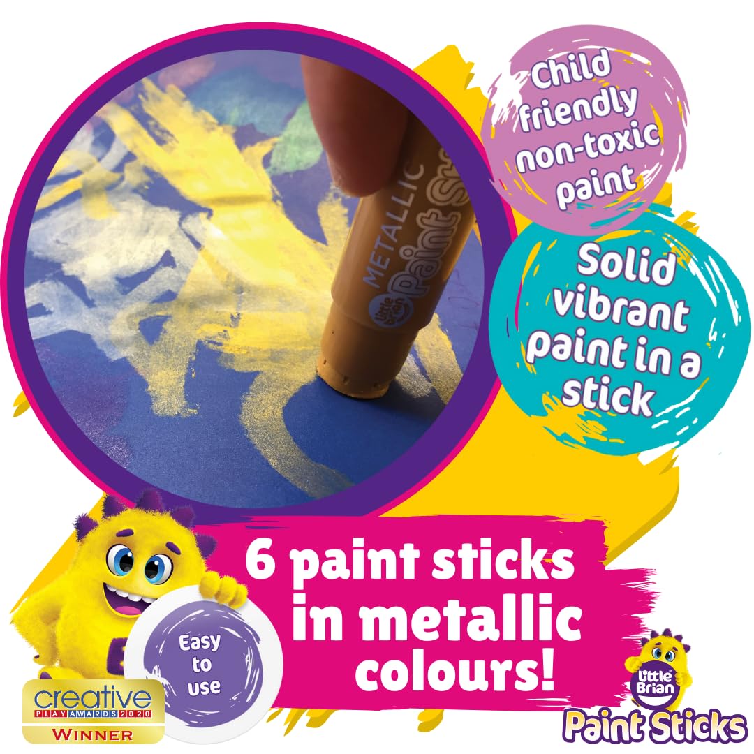Little Brian Paint Sticks - 6 Pack Assorted Metallic Colours | Quick Drying Watercolour Sticks 3