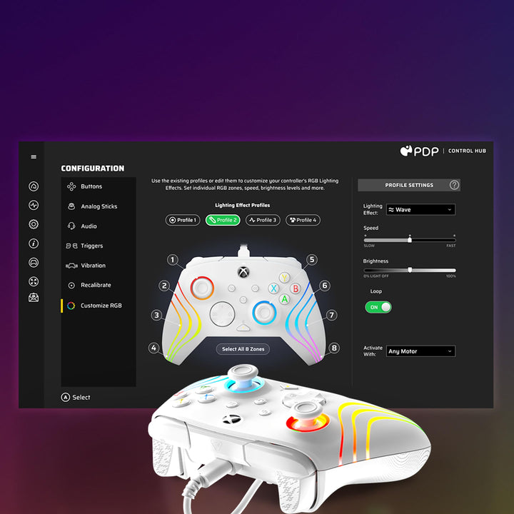 Turtle Beach Afterglow Wave White Wired RGB Gaming Controller for Xbox & PC