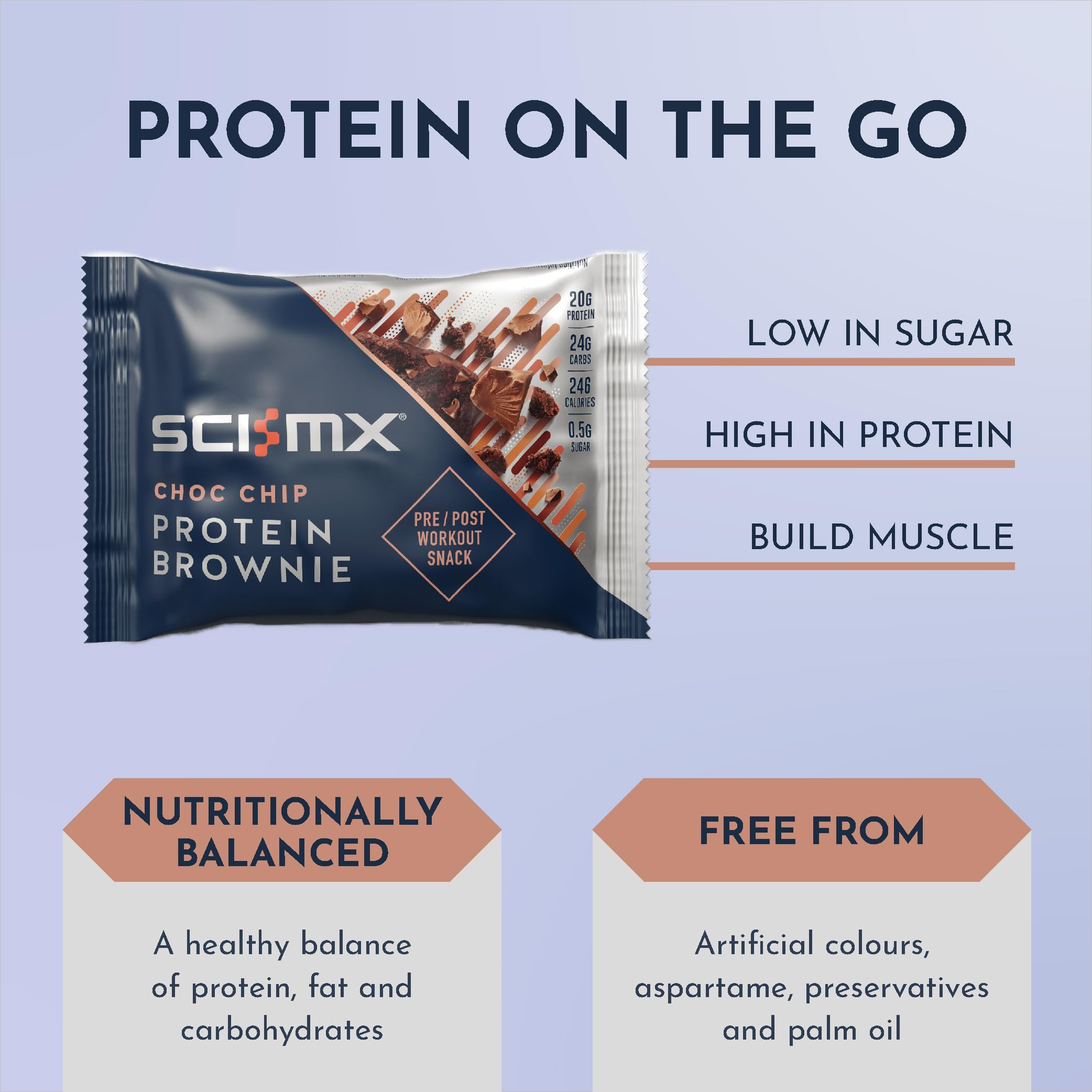 SCI-MX High Protein Chocolate Chip Brownie Box - 20g Protein, 0.5g Sugar | 12 Count 2