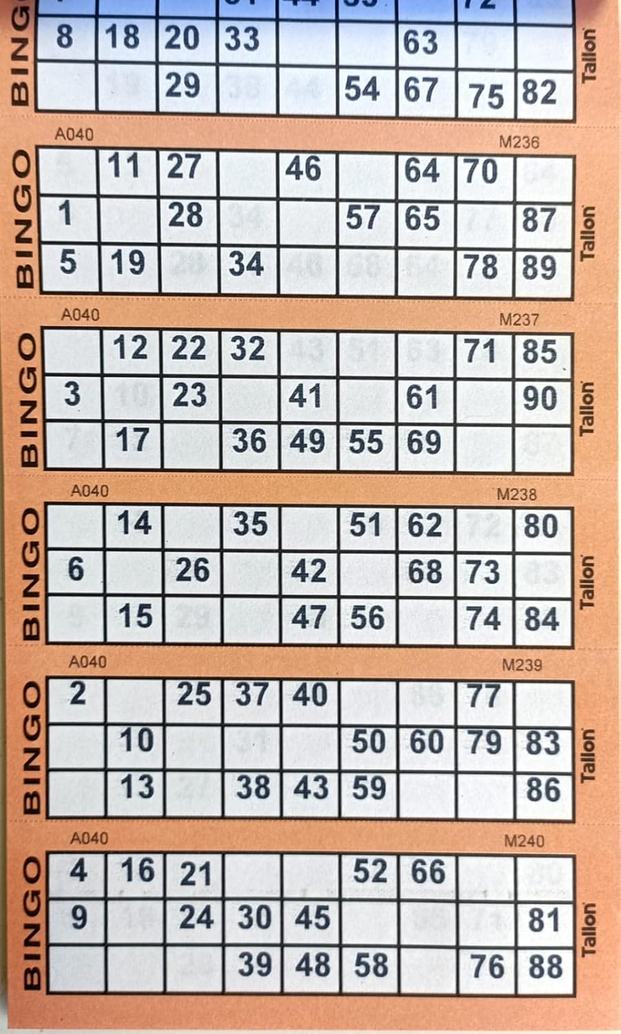 1ABOVE Bingo Tickets Stationery Multi Fun Books Pages Jumbo 8