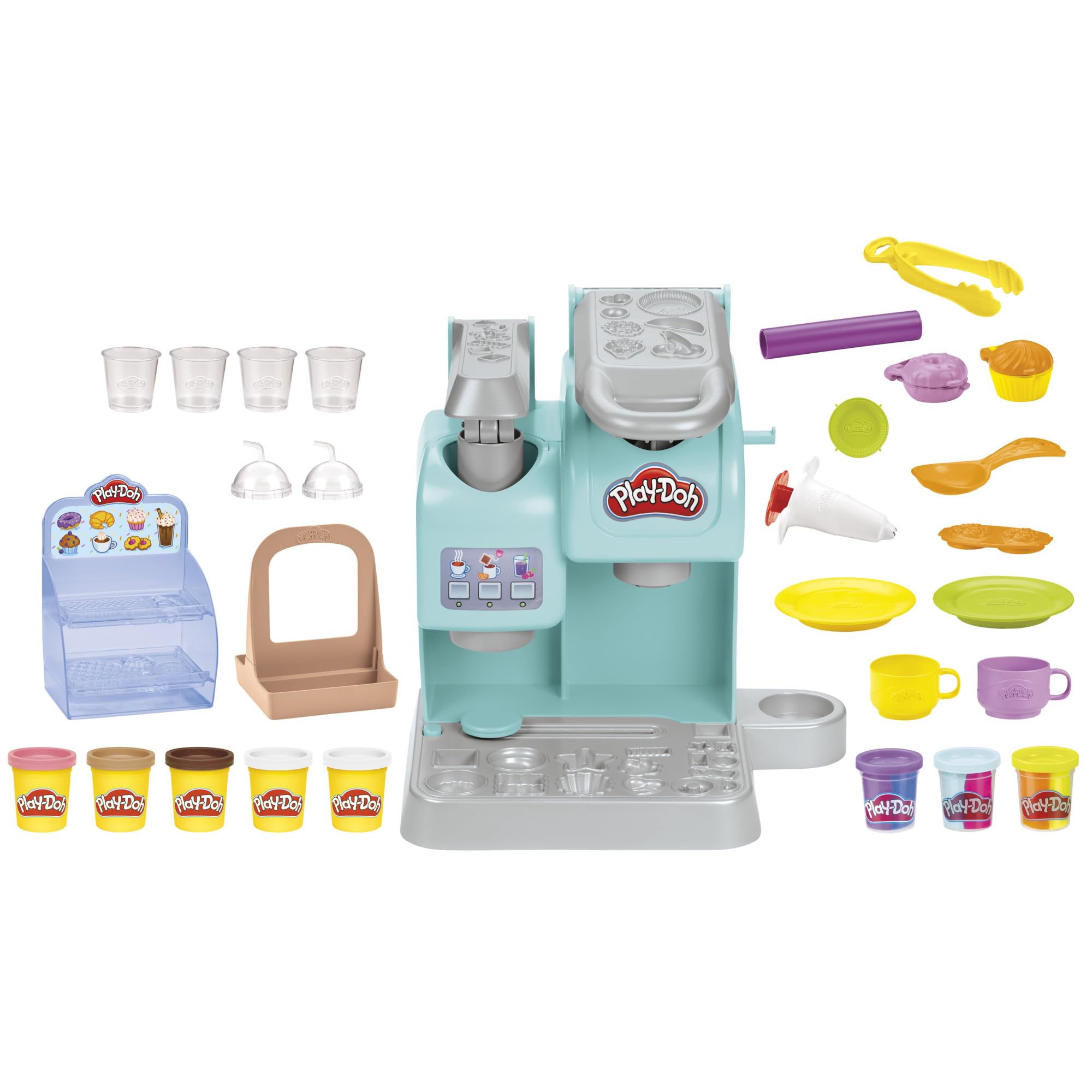 Play-Doh Kitchen Creations Super Colourful Cafe Playset with 20 Accessories and 8 Pots 1