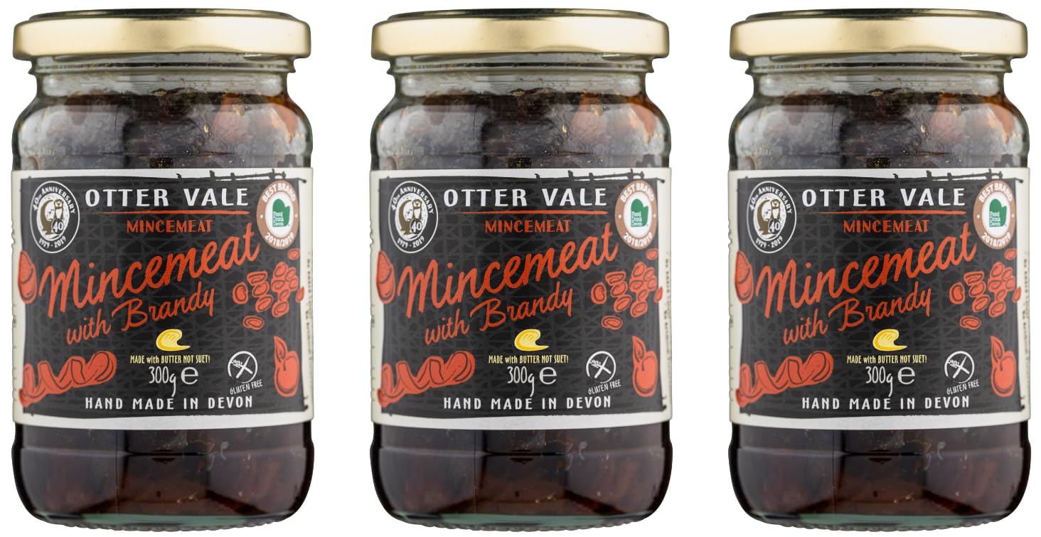 Otter Vale Mincemeat with Brandy - Gluten-Free, Hand-Made in Devon, 300g Glass Jar (Pack of 3) 2