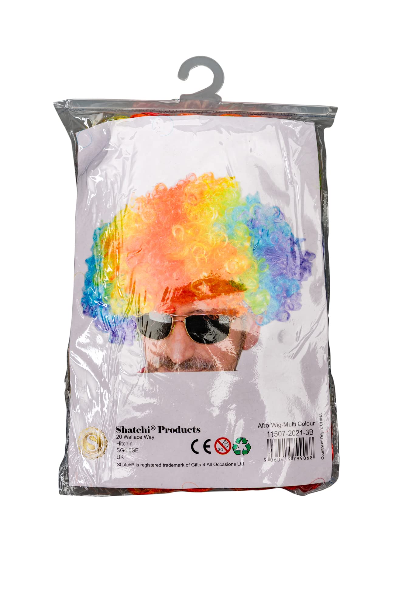 SHATCHI Rainbow Afro Wig Curly Bouncy Hair for Fancy Dress Party Costume Disco 60s 70s 80s Theme Unisex 5