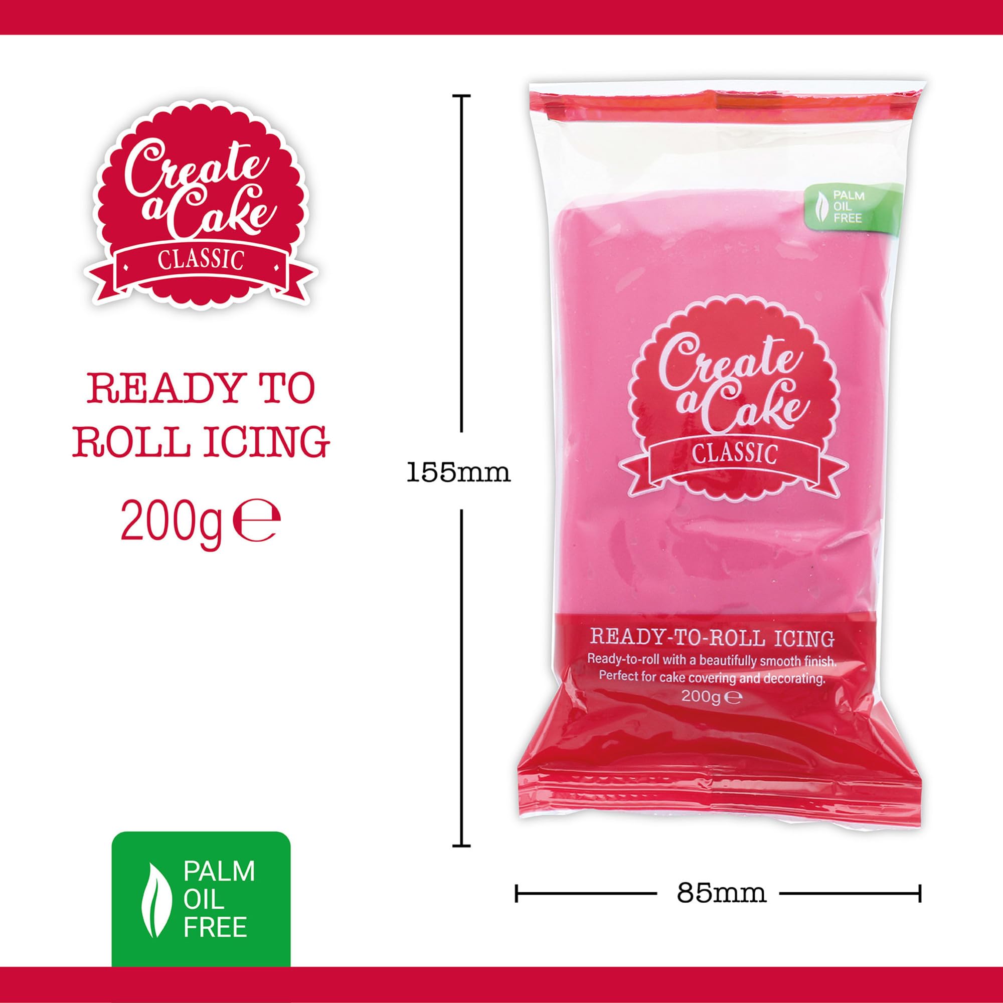 Create A Cake Ready To Roll Icing - Pink Fondant Sugar Paste for Decorating | 200g 3