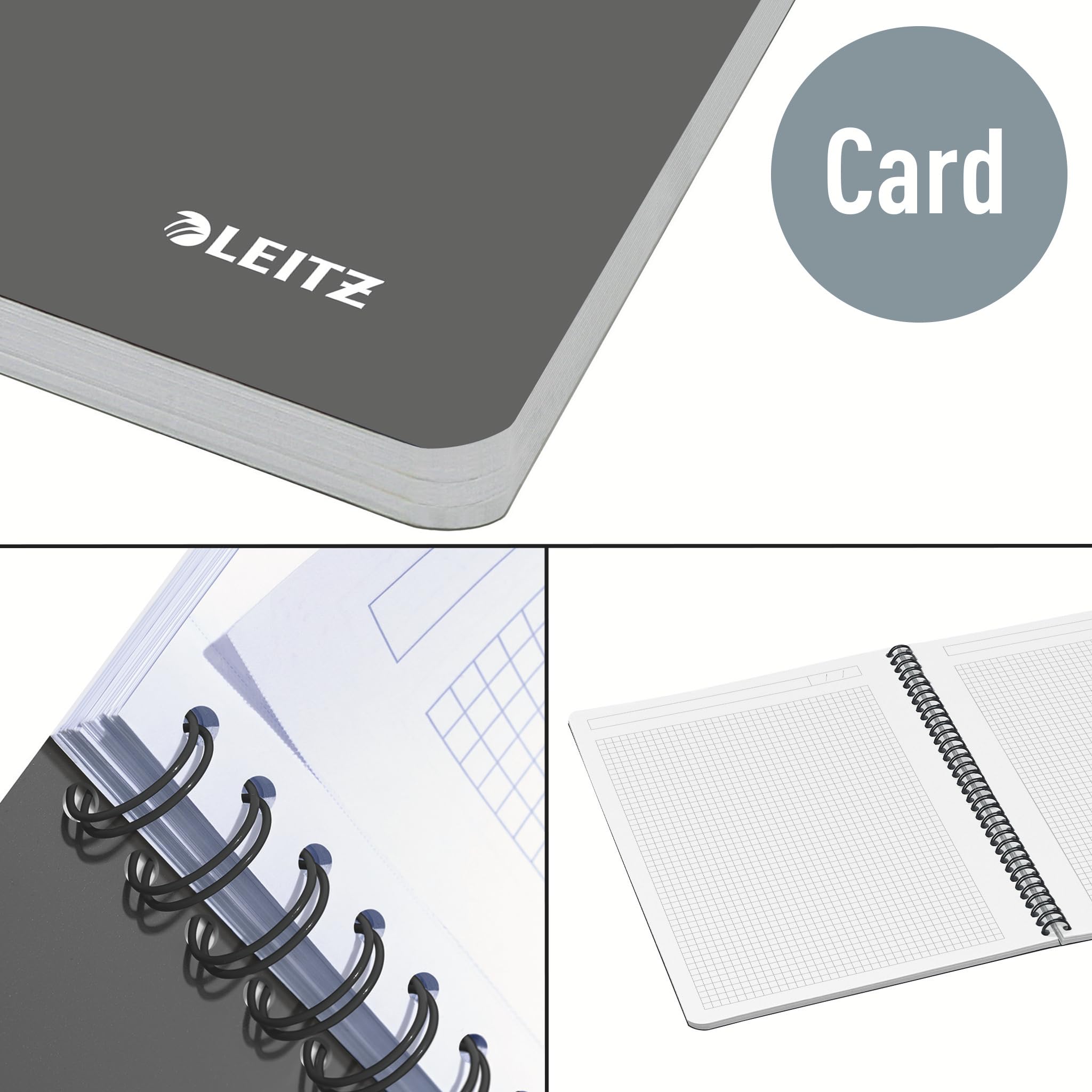 Leitz Office College Pad - A4 Squared Notebook | 180 Pages | Spiral Bound | Grey 3