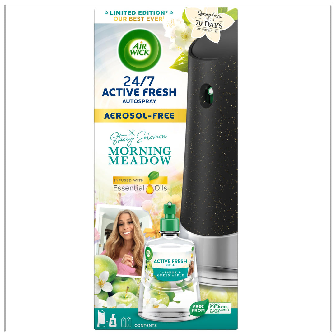 Air Wick - 24/7 Active Fresh Aerosol-Free Automatic Air Freshener Spray Kit with Morning Meadow Refill