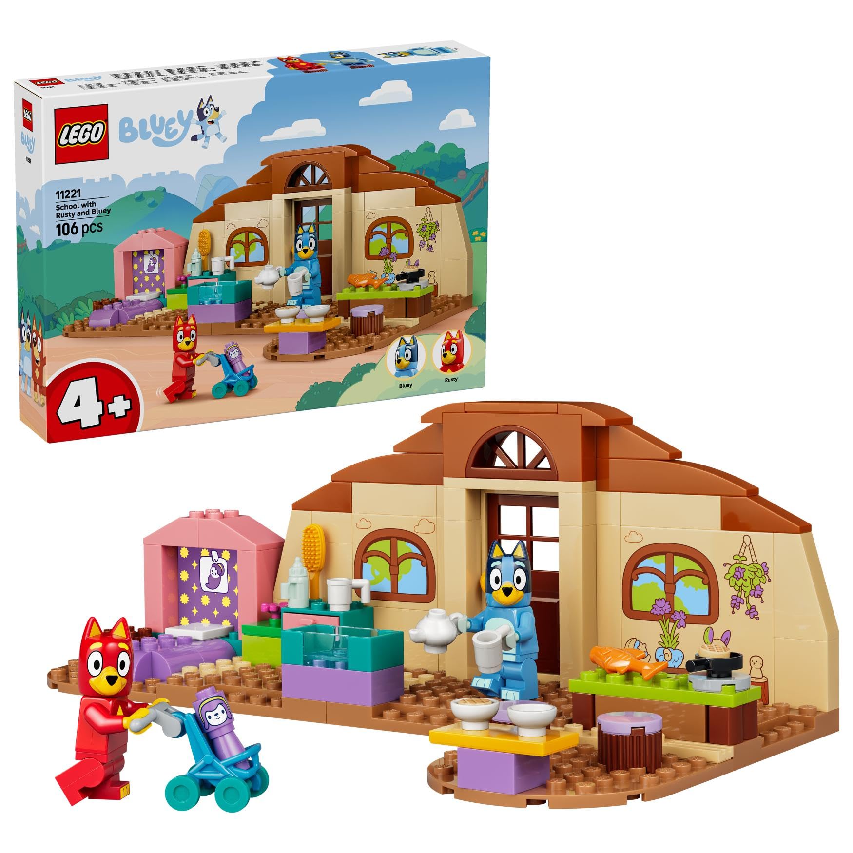 LEGO Bluey School Building Set with Rusty and Bluey Minifigures | Ages 4+
