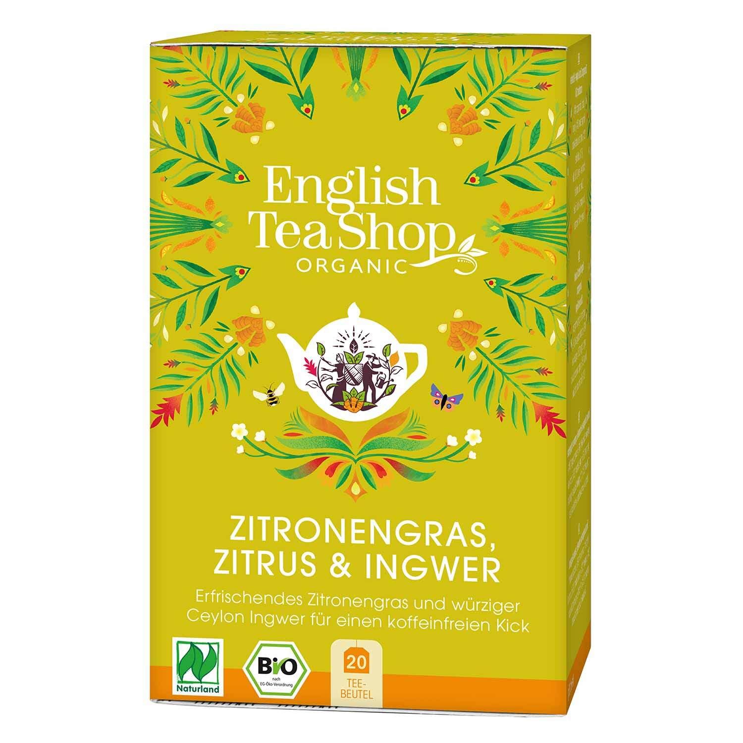 English Tea Shop Lemongrass Citrus & Ginger Herbal Tea - Caffeine-Free, 20 Tea Bags, 30g 1