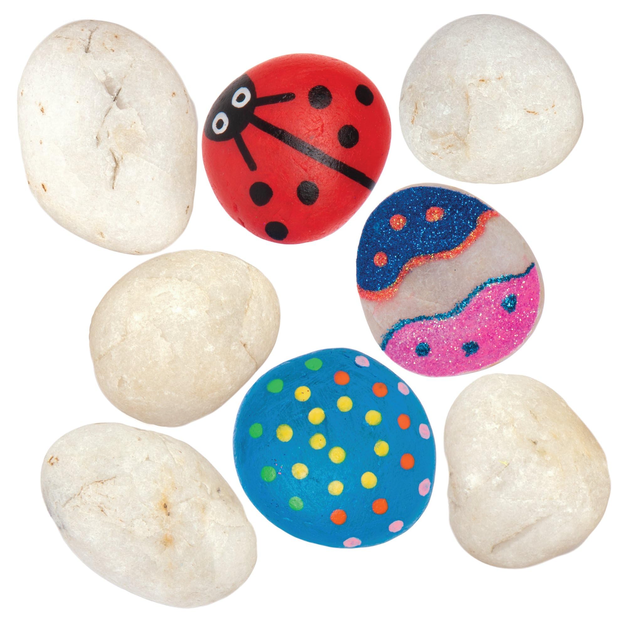 Baker Ross White Painting Stones - Pack of 20, 6.5cm Pebbles, Craft Painting Supplies
