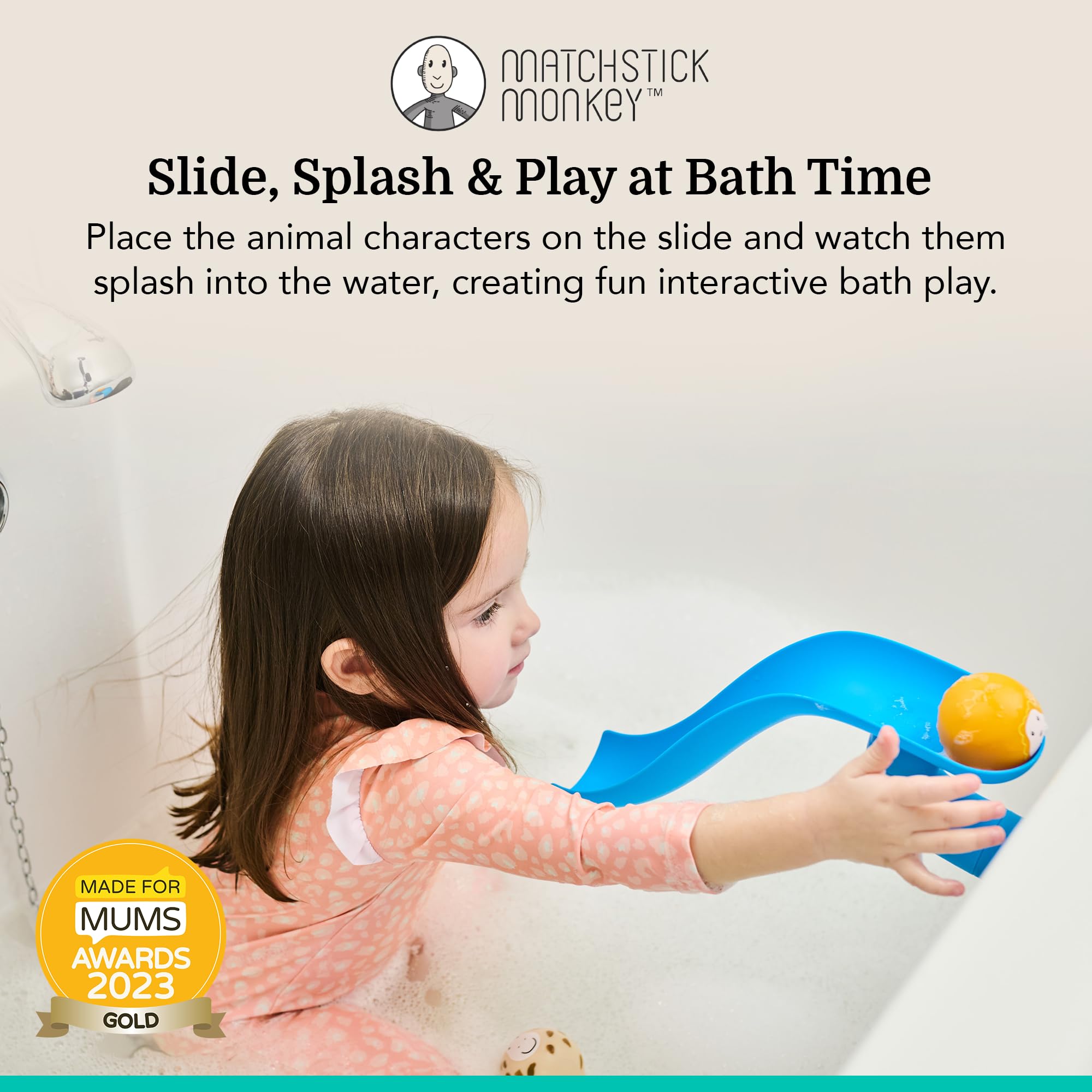 Matchstick Monkey Bathtime Slide Set - Antimicrobial Protection | Ages 12 Months+ 2