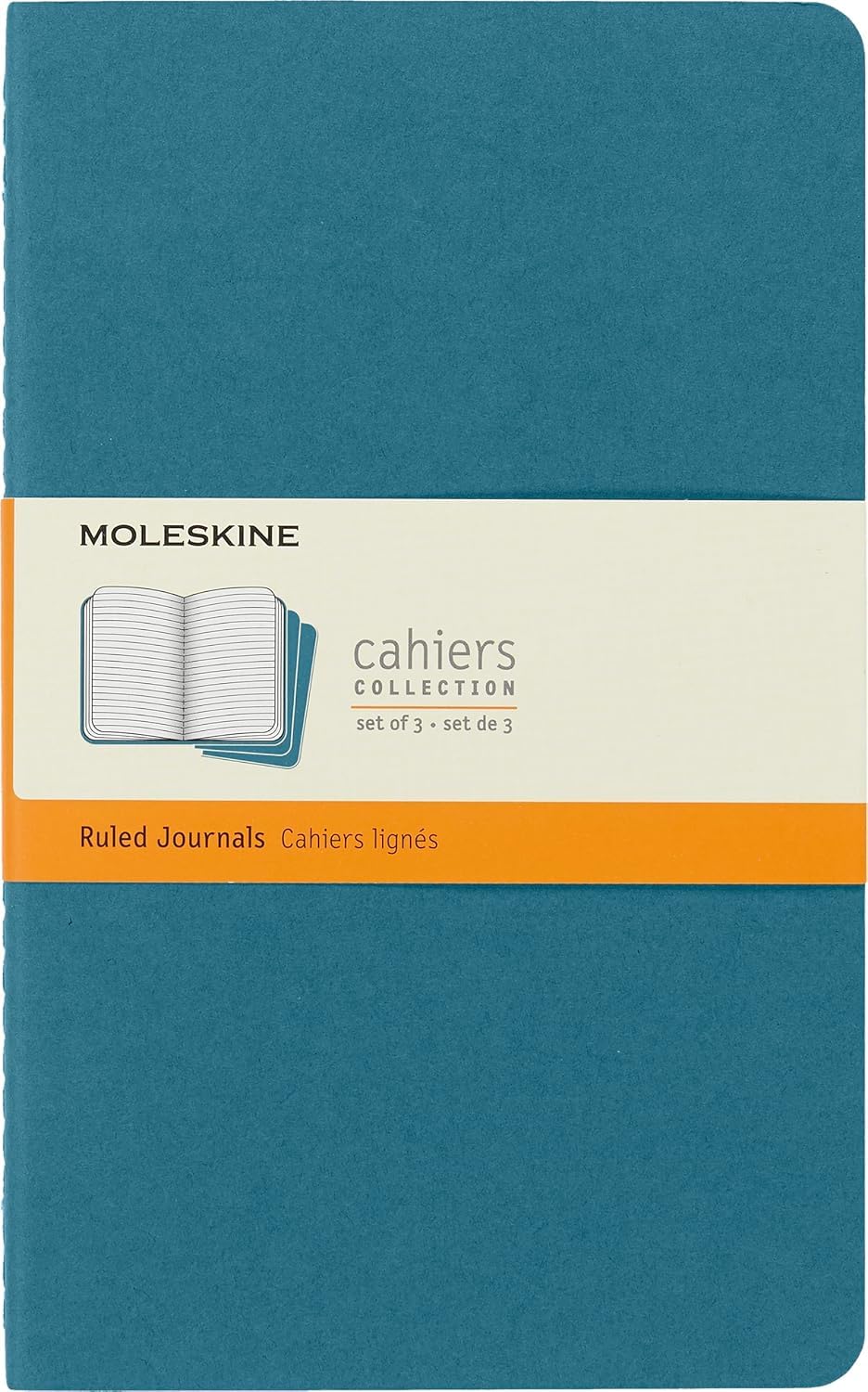 Moleskine Cahier Journal - Set of 3 Ruled Notebooks | Brisk Blue | Large Size