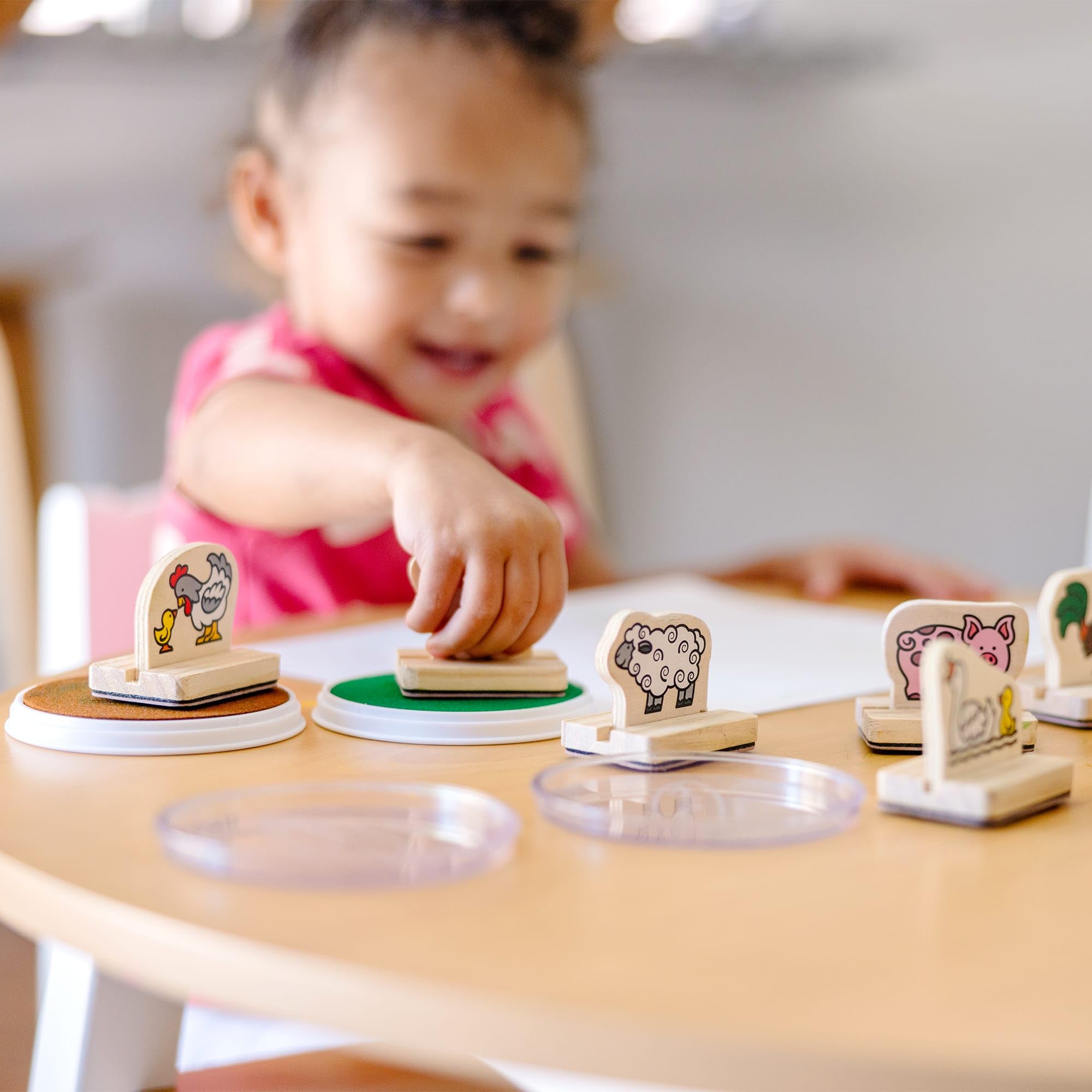 Melissa & Doug My First Wooden Stamp Set - Farm Animals | Easy-Grip Handles | Ages 3+ 8