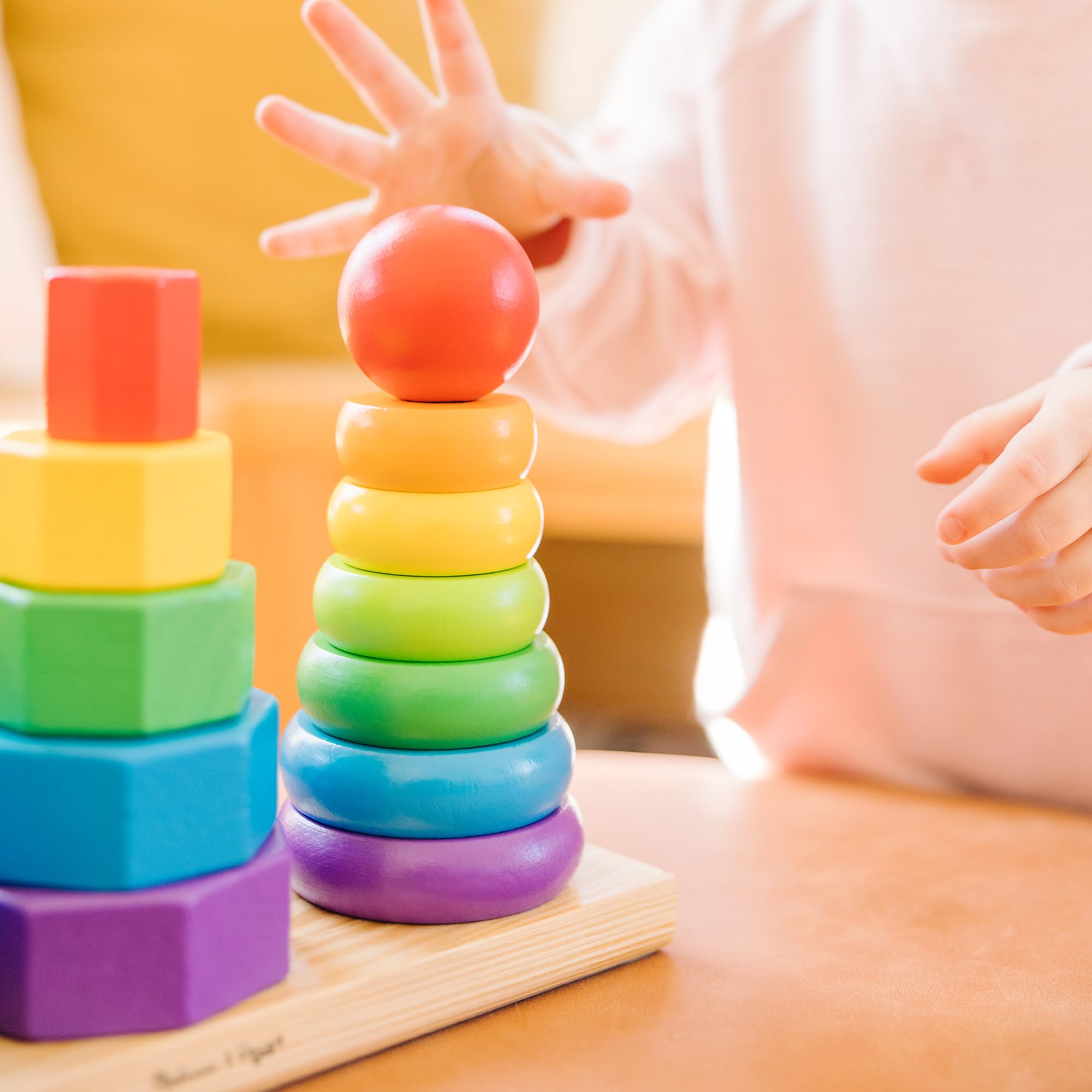 Melissa & Doug Geometric Stacker Wooden Development Toy | Ages 2-4 | Builds Motor Skills 7