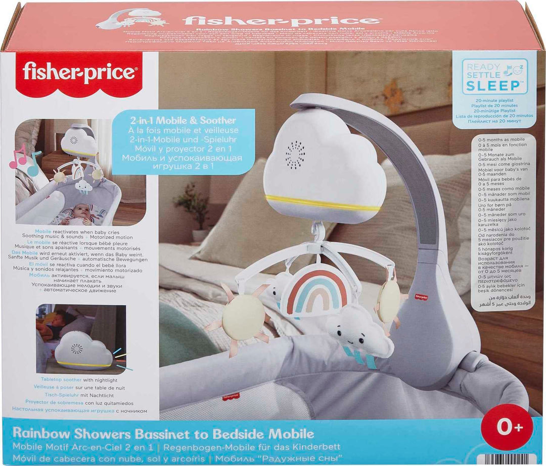 Fisher-Price Rainbow Showers Mobile aus Stubenwagen und Nachttisch, Tischschnuller
