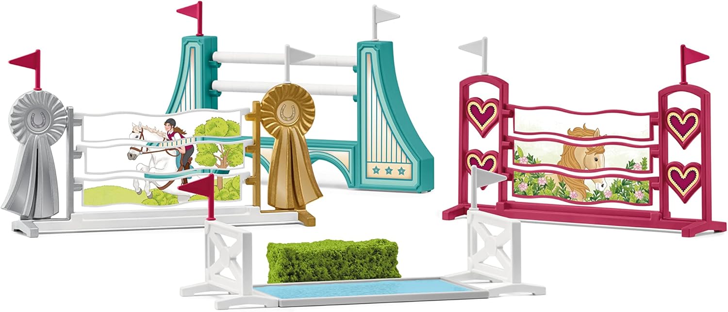 SCHLEICH Horse Club Obstacle Accessories Playset - Adjustable Jumping Poles & Water Ditches for Ages 5-12 1