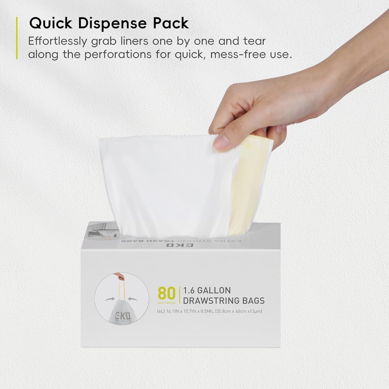 EKO - Extra Strong Heavy Duty Bin Liners 3-6L - White Trash Bags 7